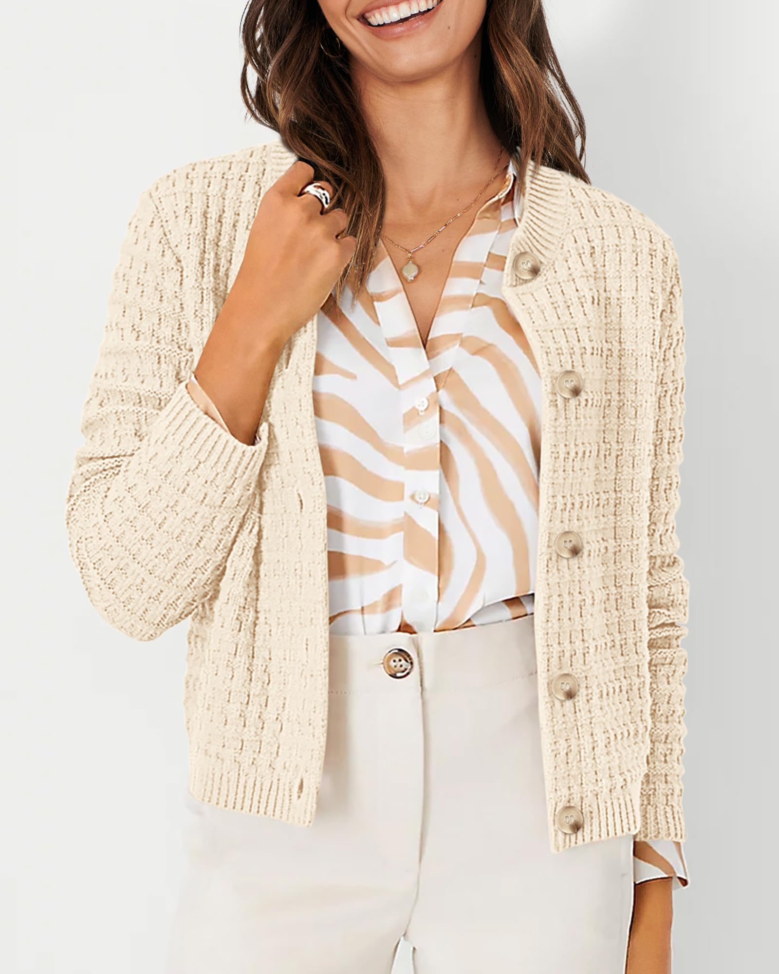 Women's Fall Lightweight Cardigan Sweaters Beige