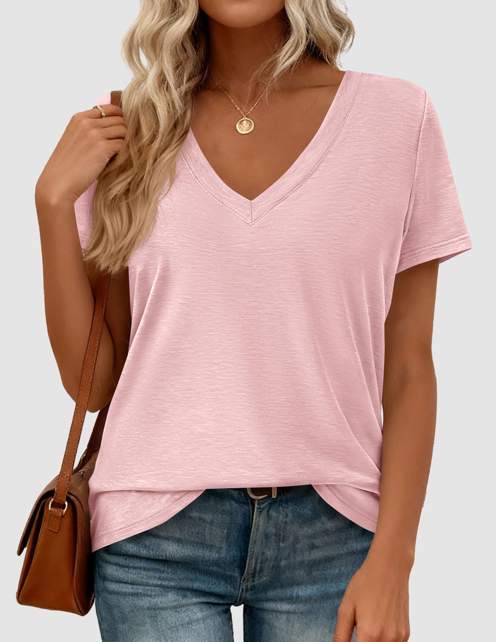 Womens Tops Short Sleeve Oversized Tshirts, Pink,S