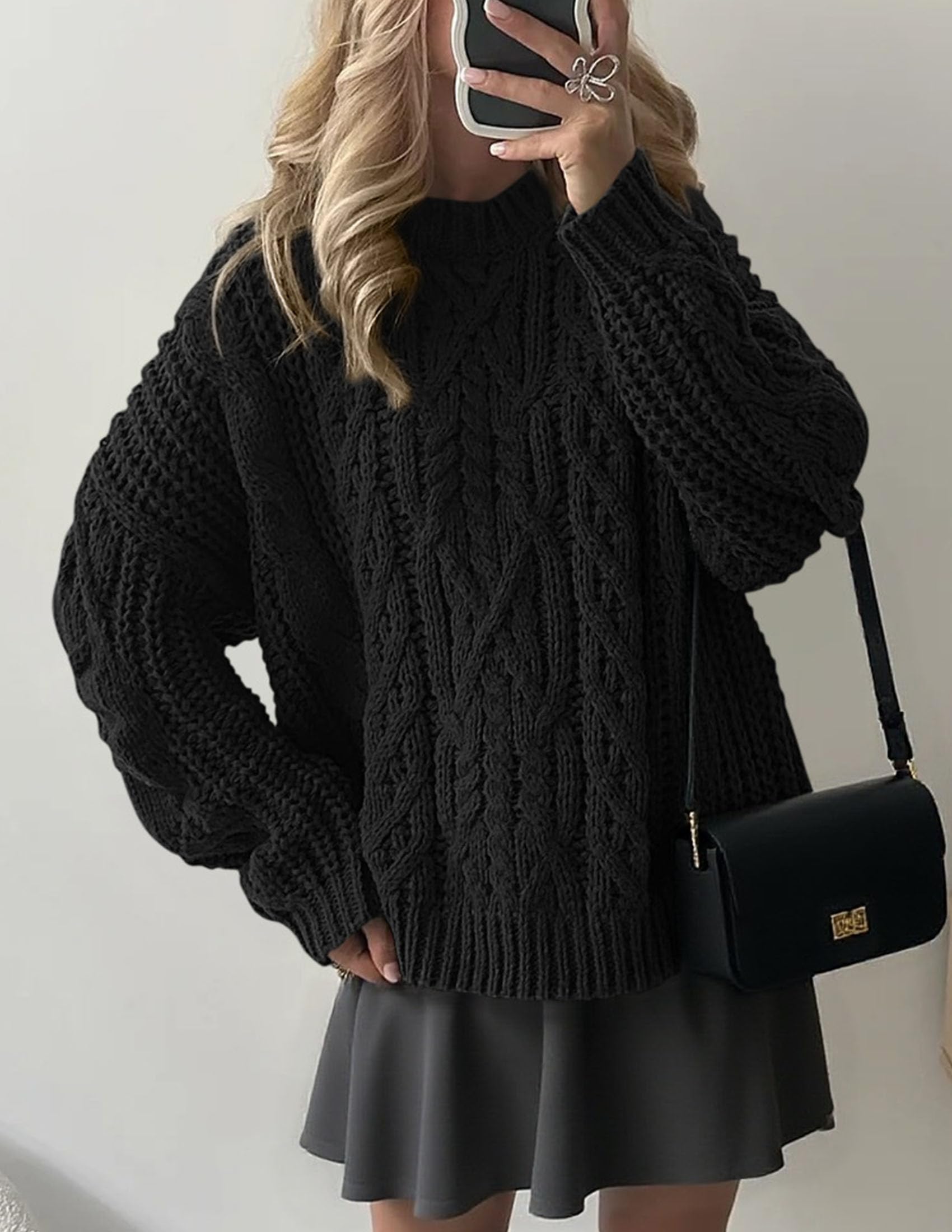 Womens Oversized Fall Sweaters Chunky Cable Knit Pullover Tops