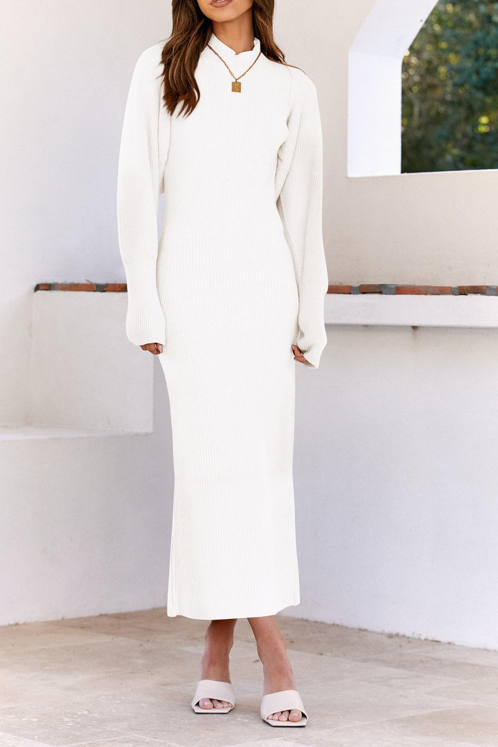 Womens 2 Piece Ribbed Knit Sweater Dress Set Date Night Outfit