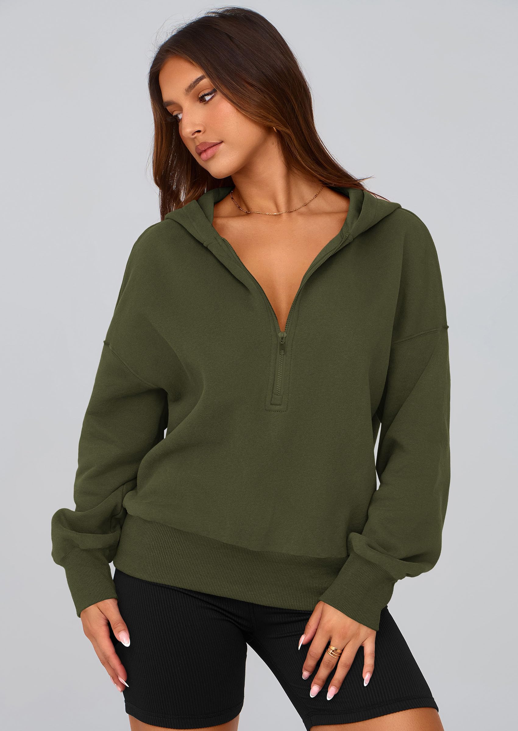 Women's Fall Half Zip Cropped Hoodie Sweatshirt