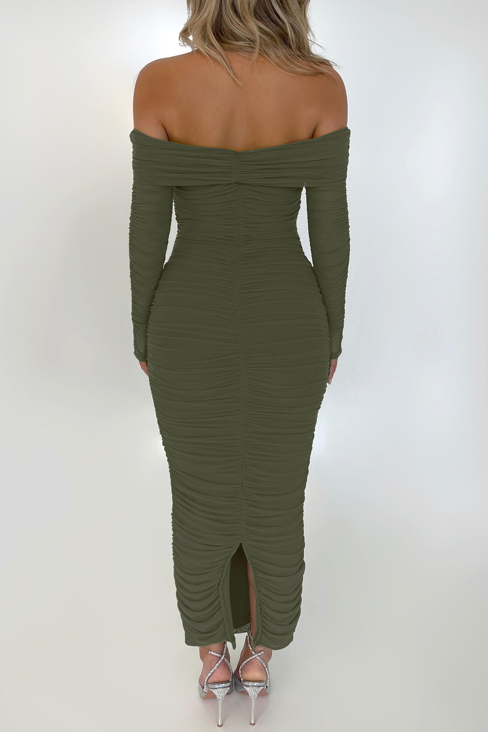 Women's Off Shoulder Bodycon Maxi Dress Wedding Guest Dresses