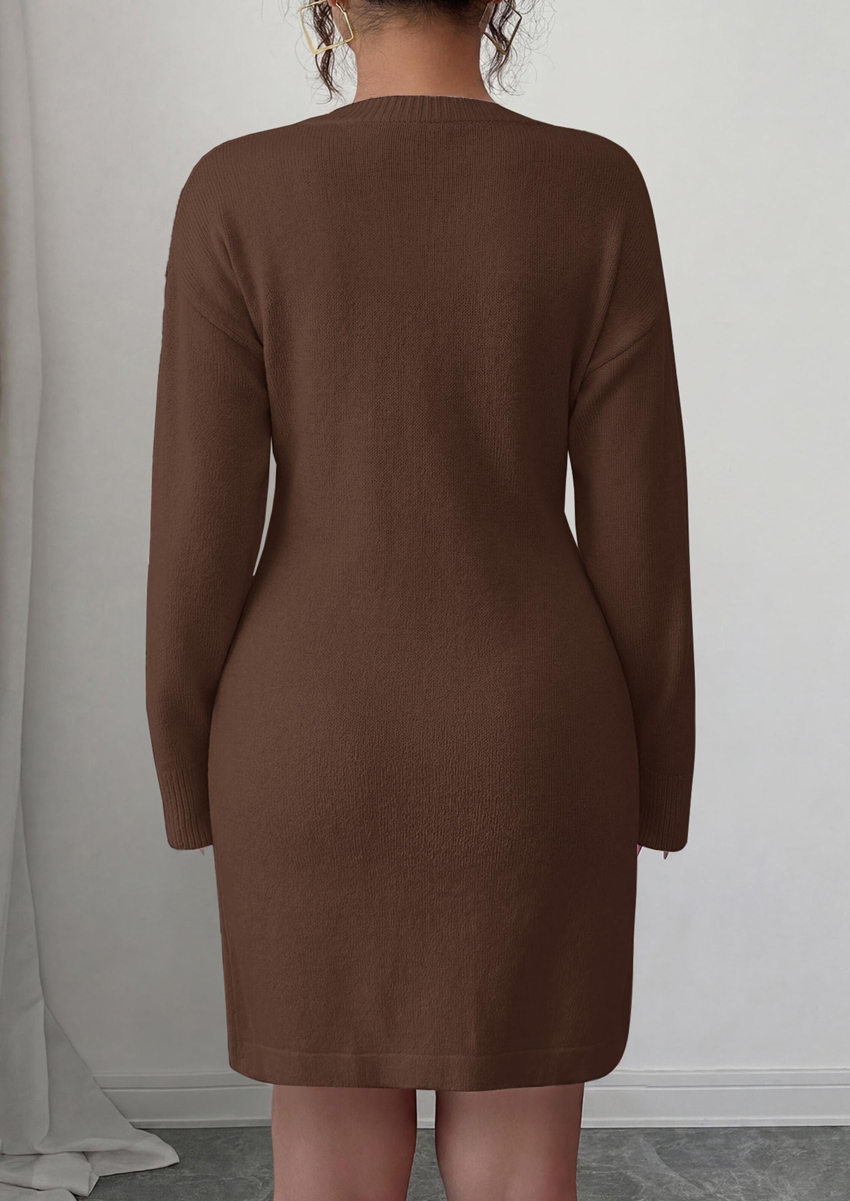 Women's Embroidered Long Sleeve Bodycon Mini Sweater Dress