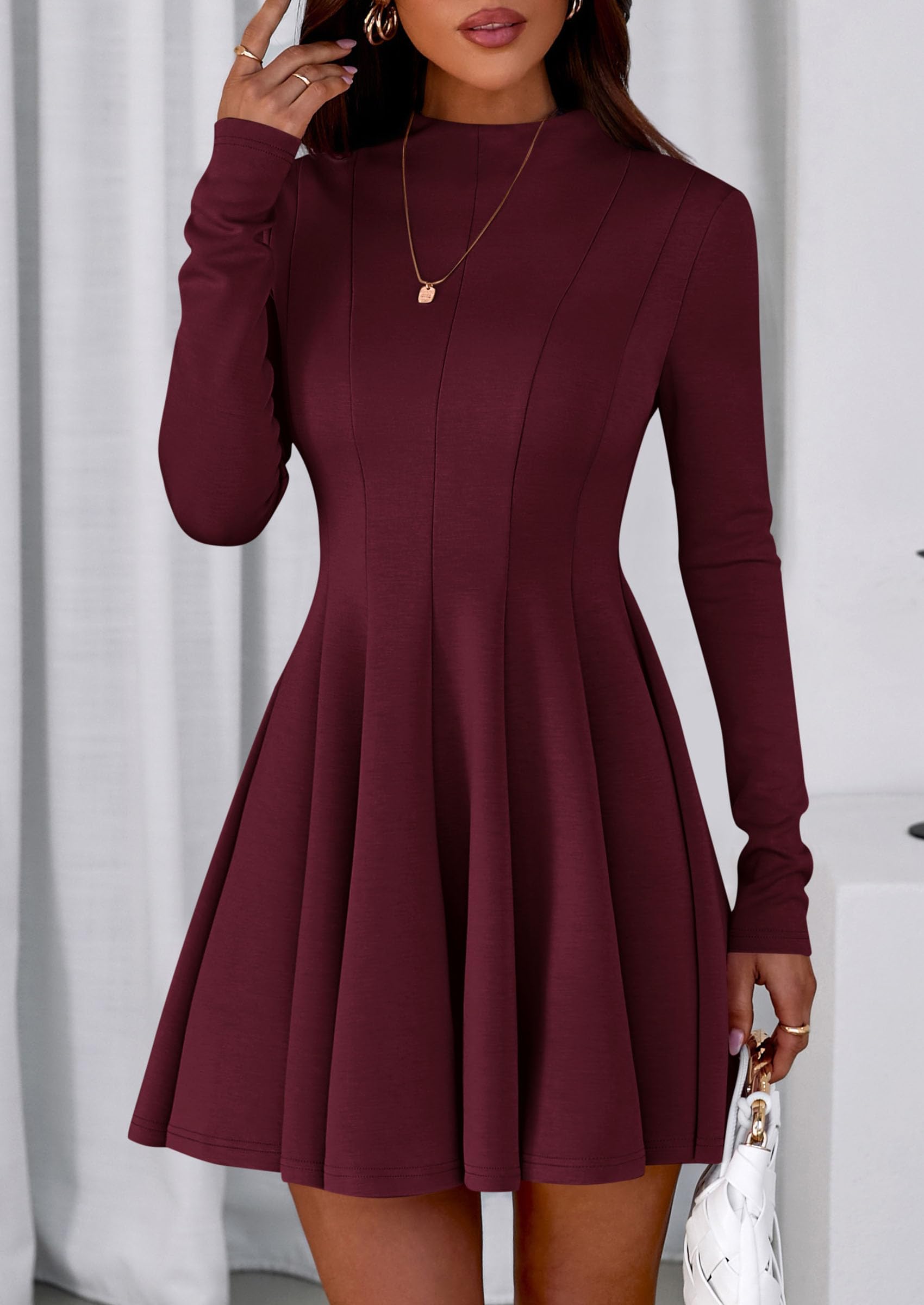 Fall Dresses for Women Long Sleeve Flowy Mini Homecoming Dress