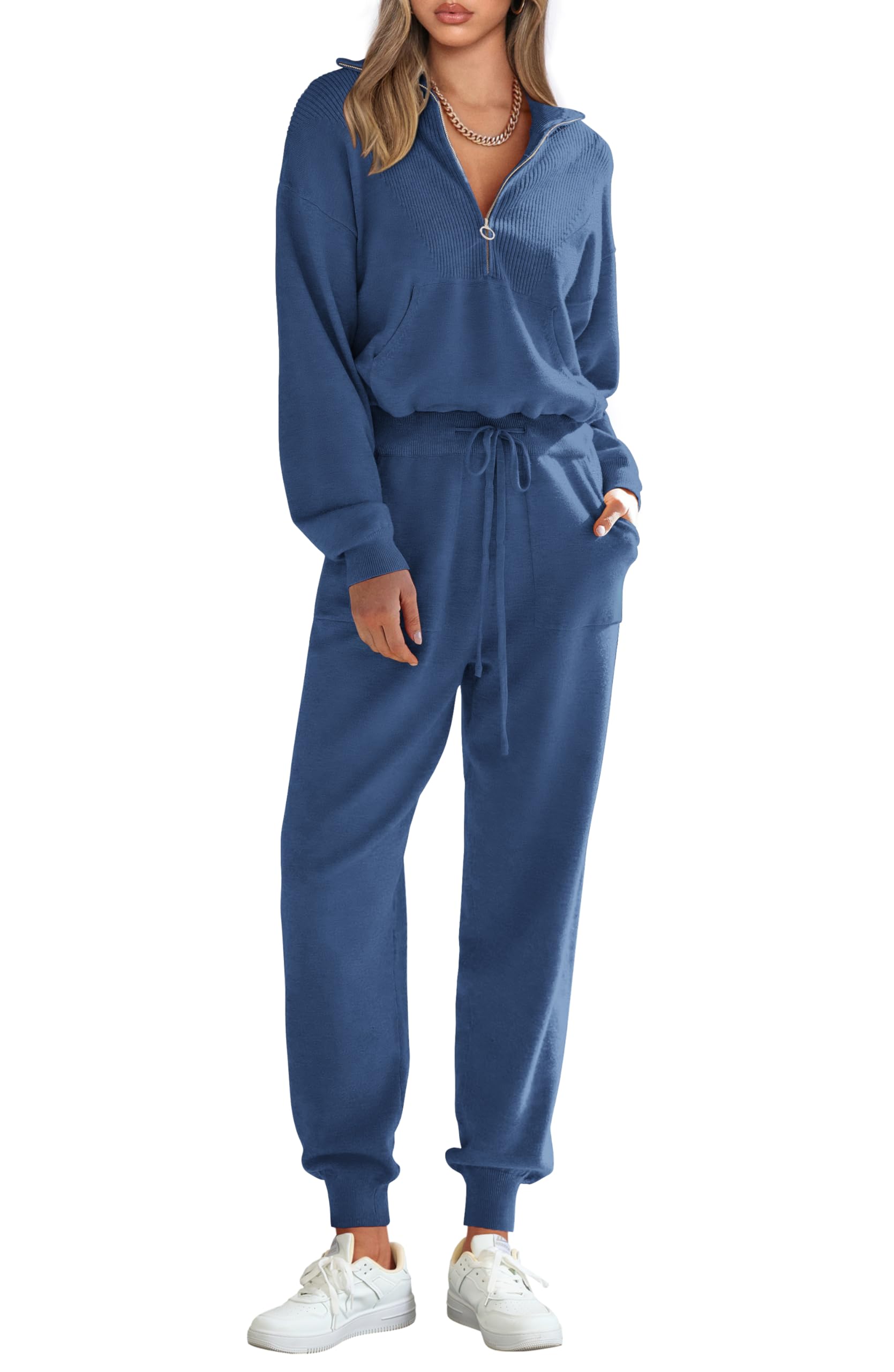 Women's 2 Piece Sweatsuits Set Fall Outfits(Blue,S)