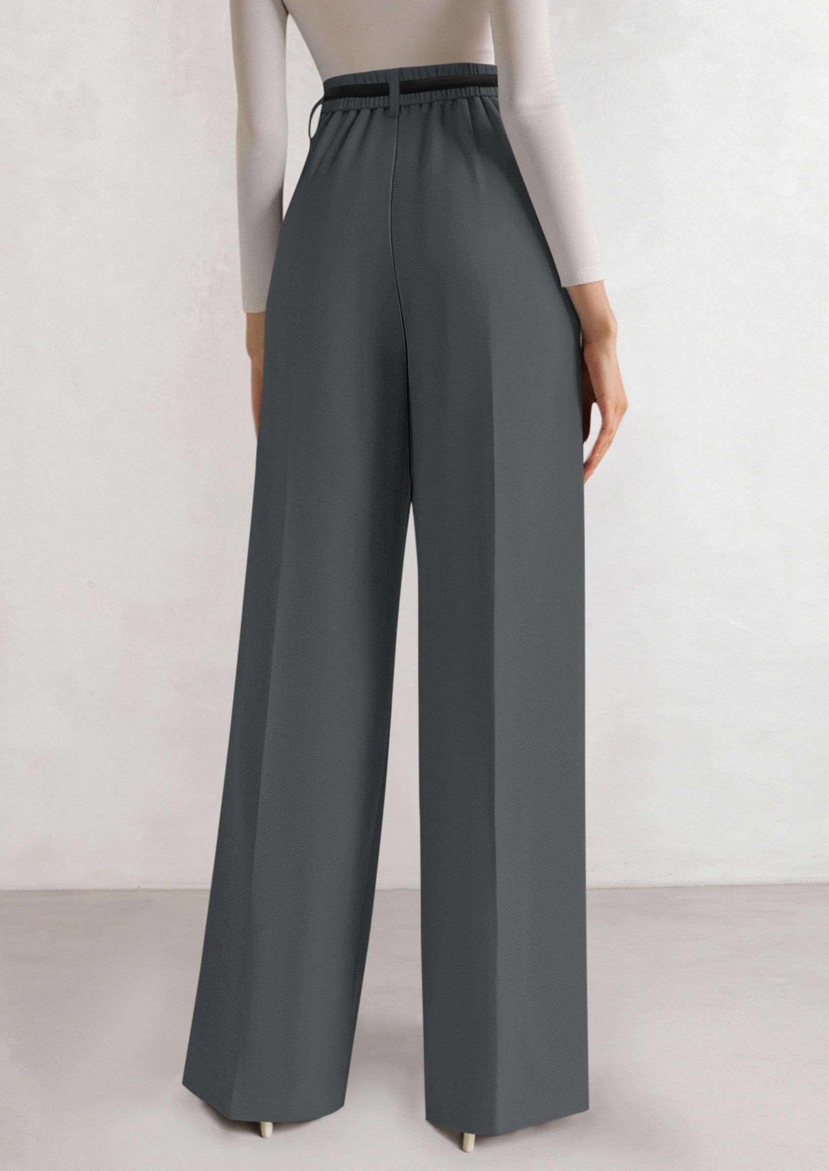 Women's Tailored Wide Leg Work Dress Pants,Dark Grey,XS