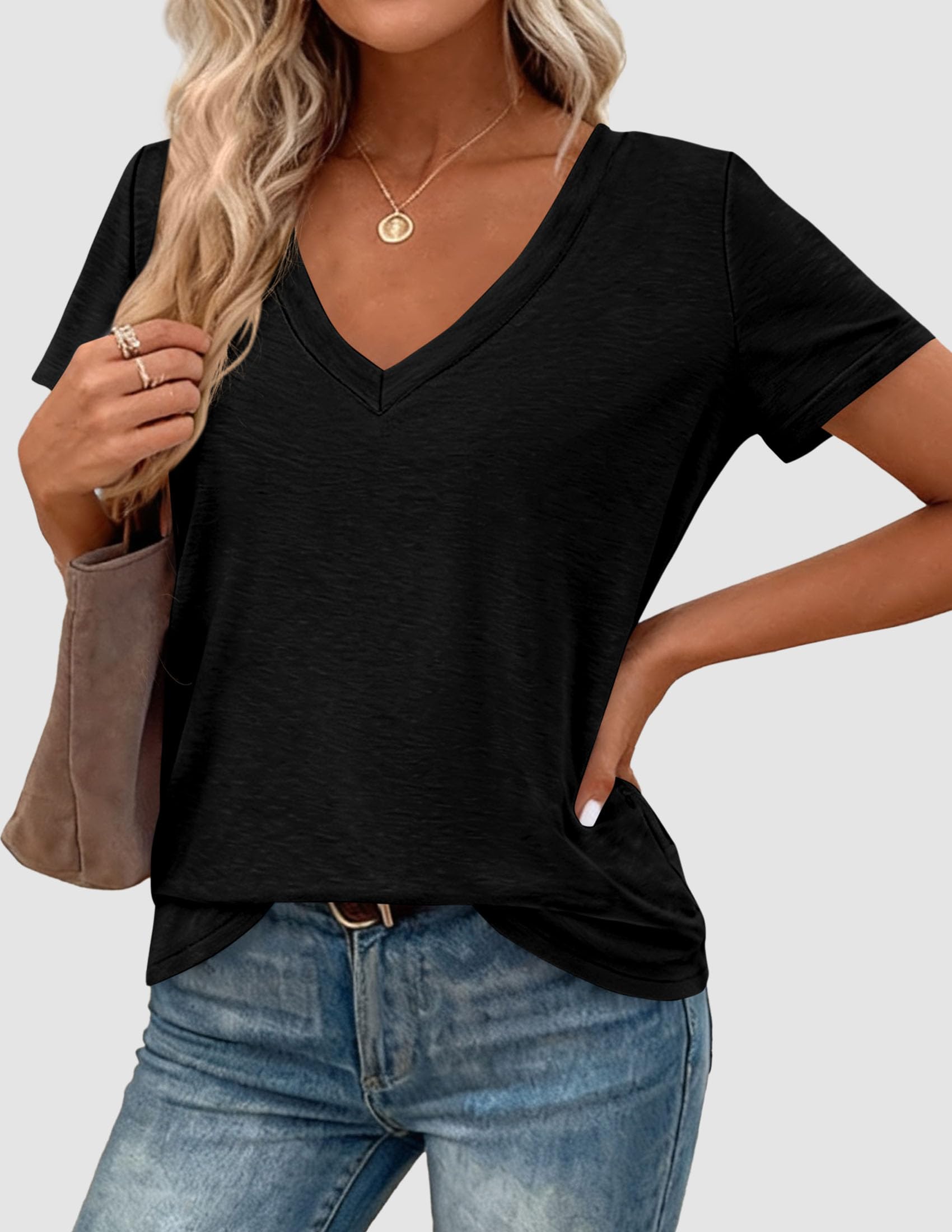 Womens Tops Short Sleeve Oversized Tshirts, Black,S
