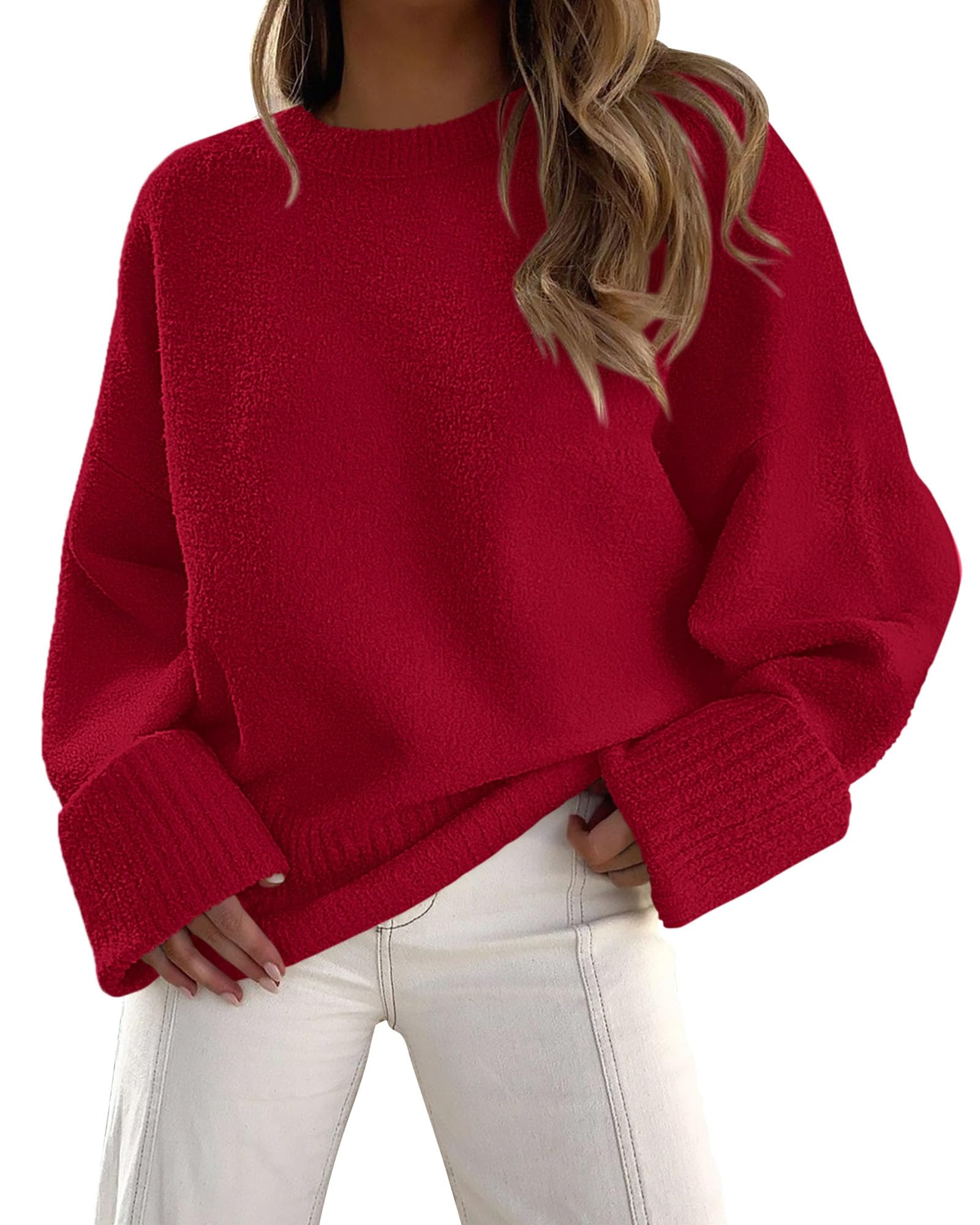 Women's Fall Fashion Cozy Oversized Sweaters(Red,M)