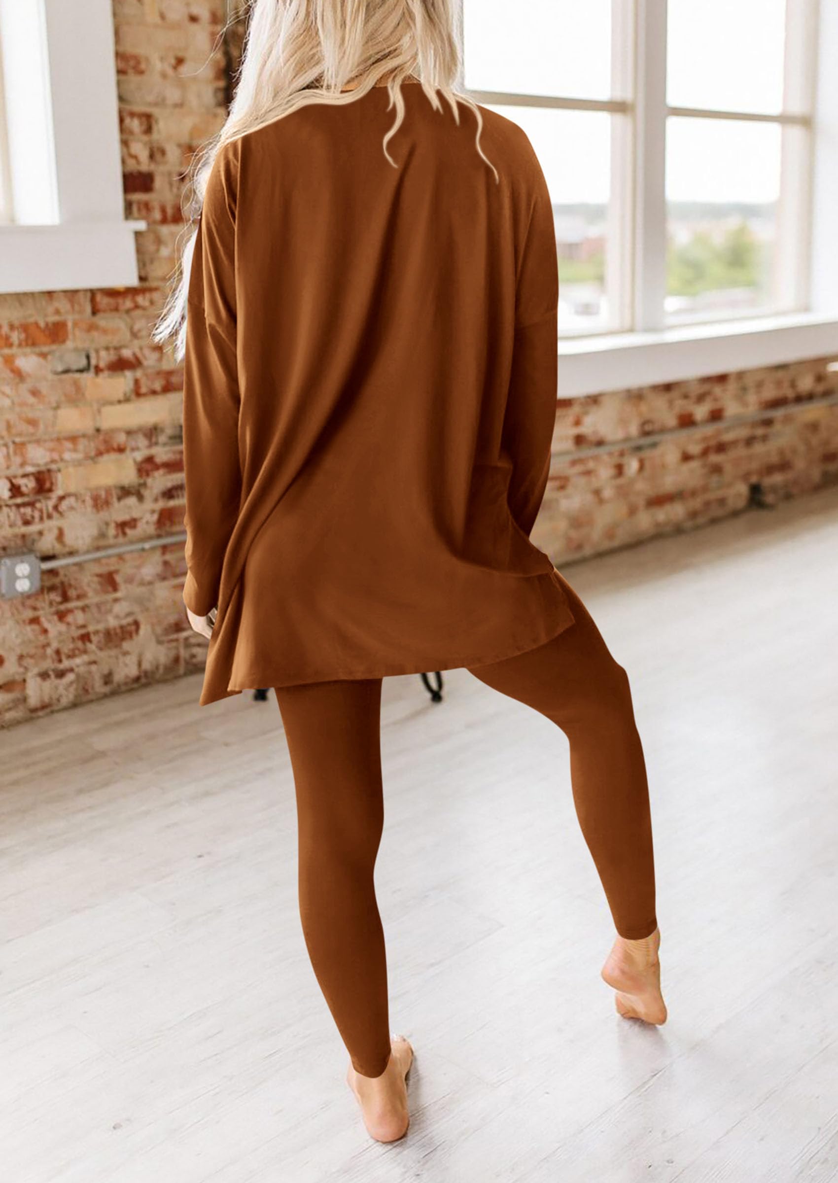 Women's 2 Piece Outfits Matching Lounge Sets,Caramel,S