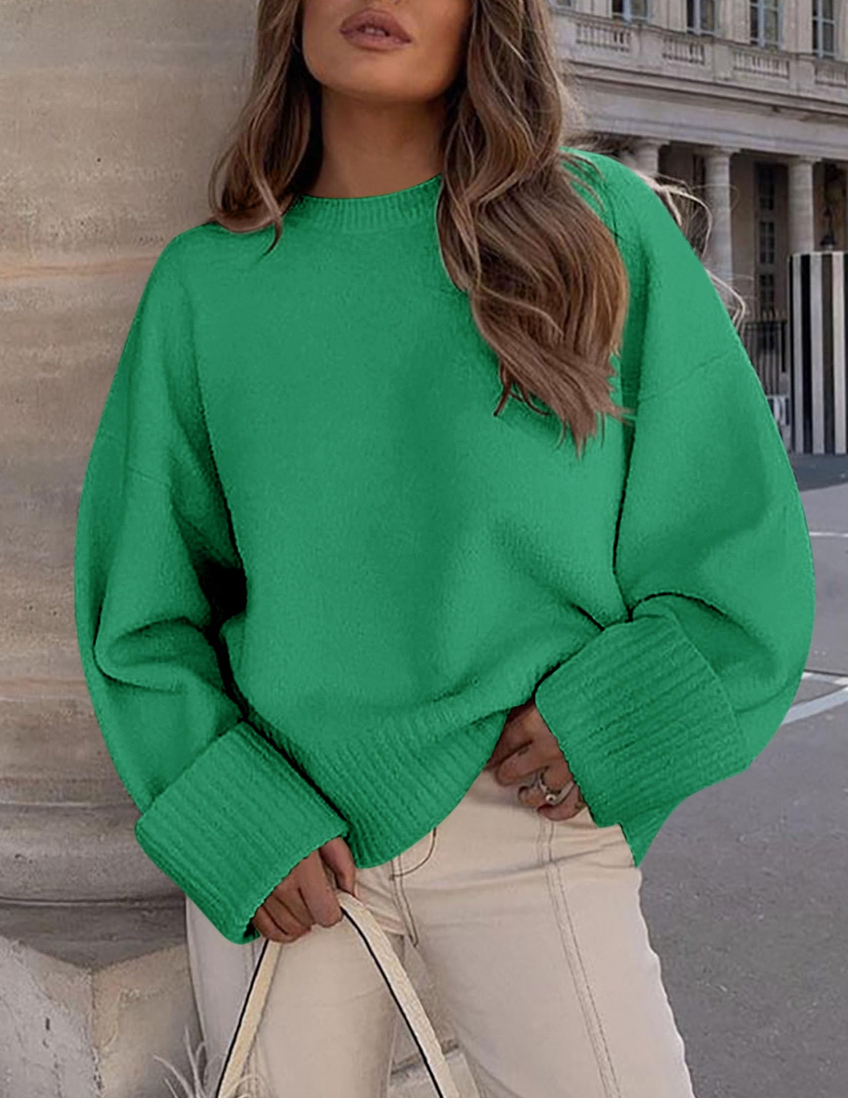 Women's Fall Fashion Cozy Oversized Sweaters(Green,XS)