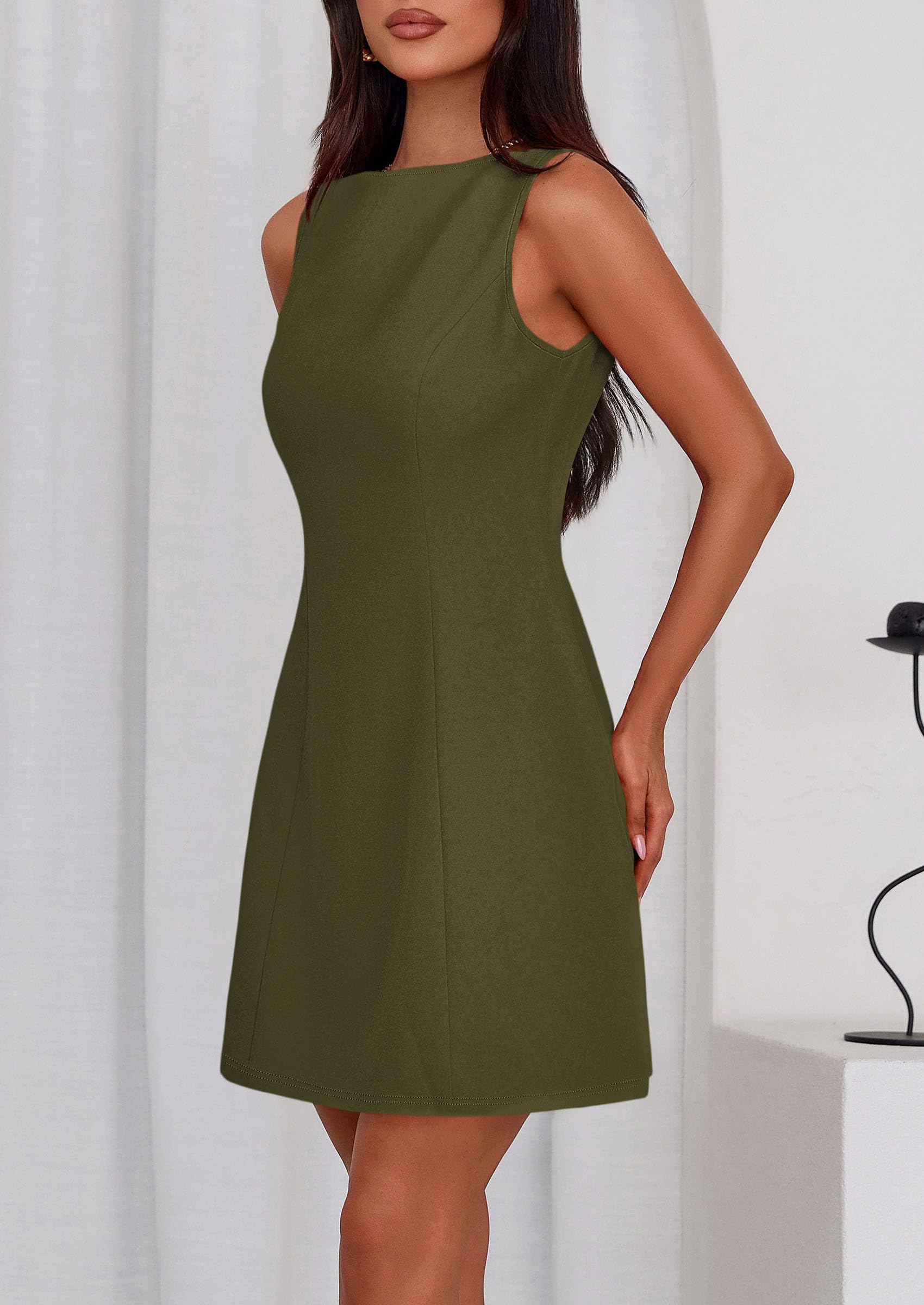 Women's Formal Short Dresses A Line Mini Dress,Army Green,XS