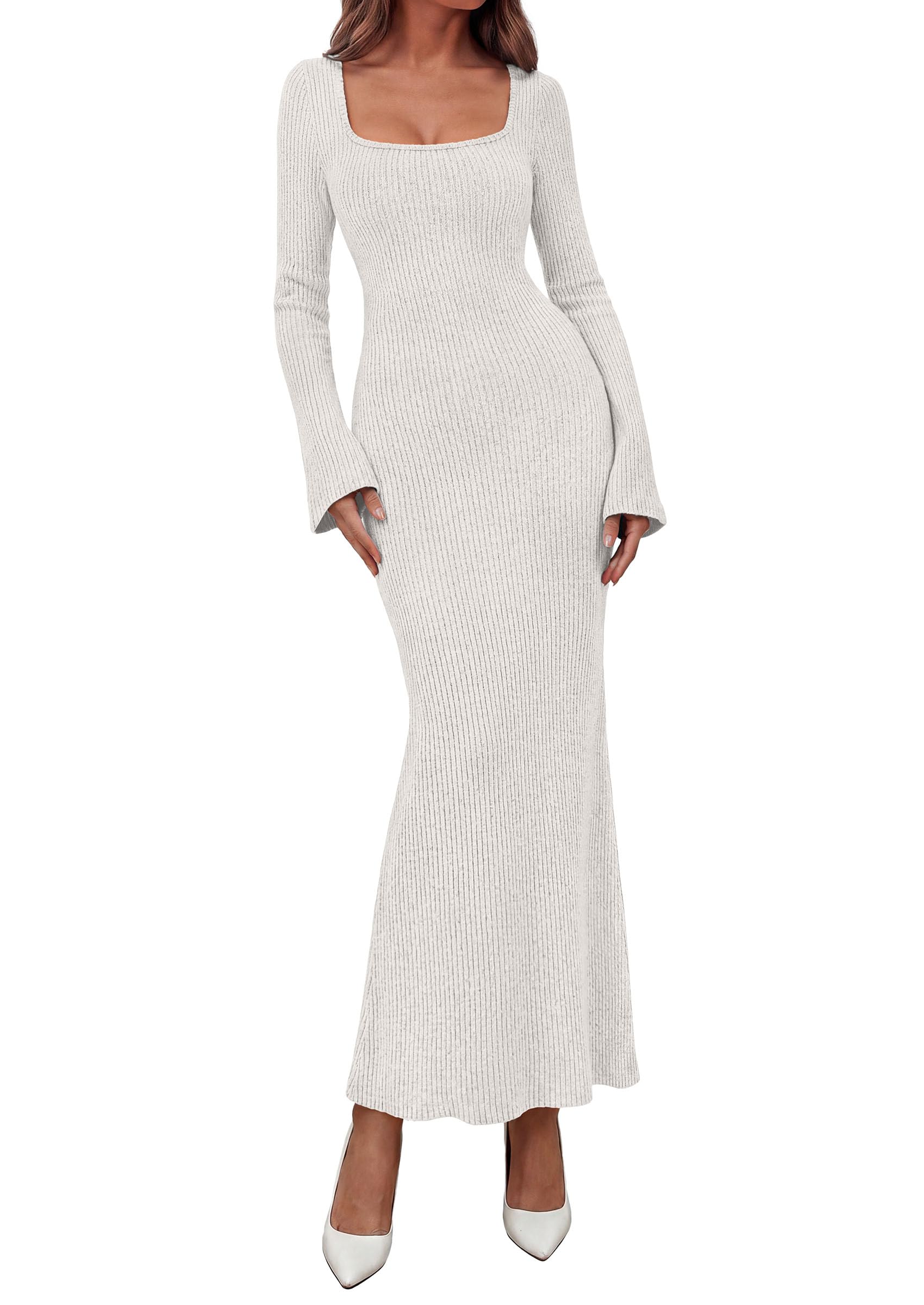 Women's Fall Long Sleeve Dresses Maxi Bodycon Sweater Dress