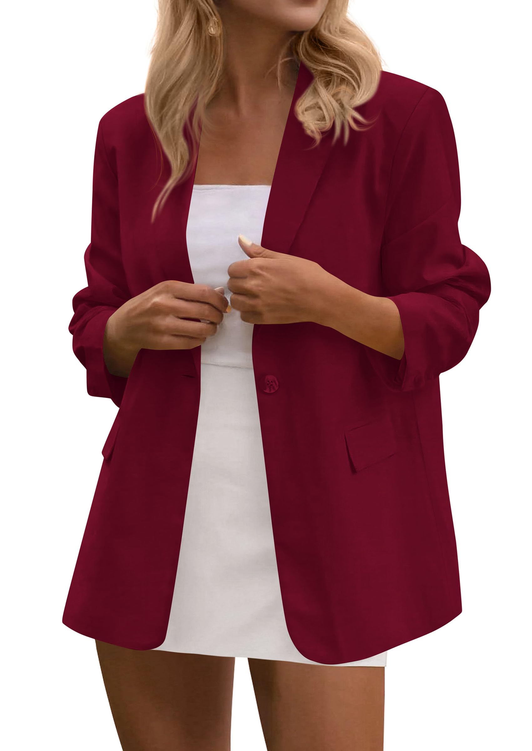 Blazers for Women Business Casual Outfits Wine Red,S