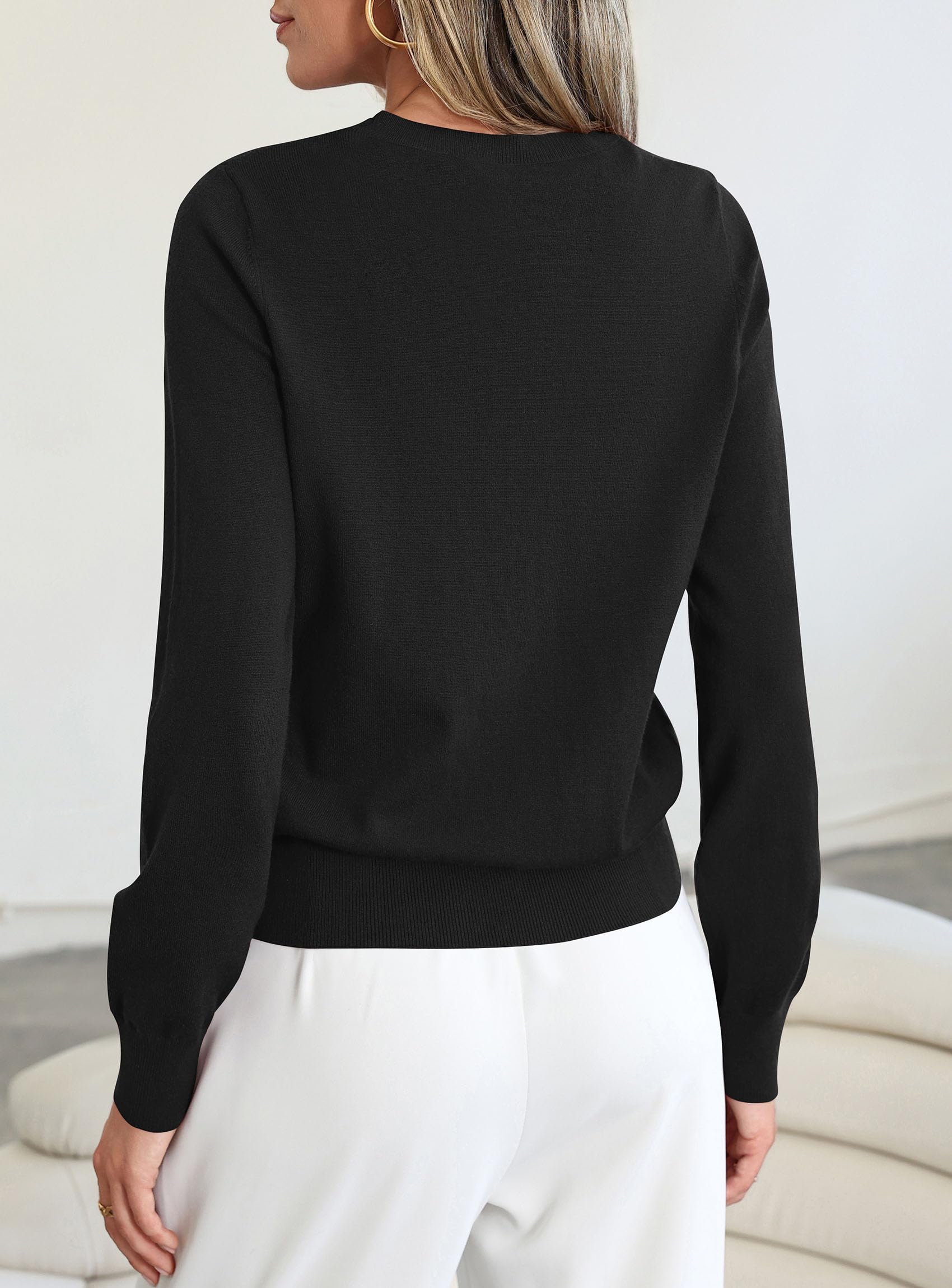Womens Fall Basic Long Sleeve Sweater,Black,XS