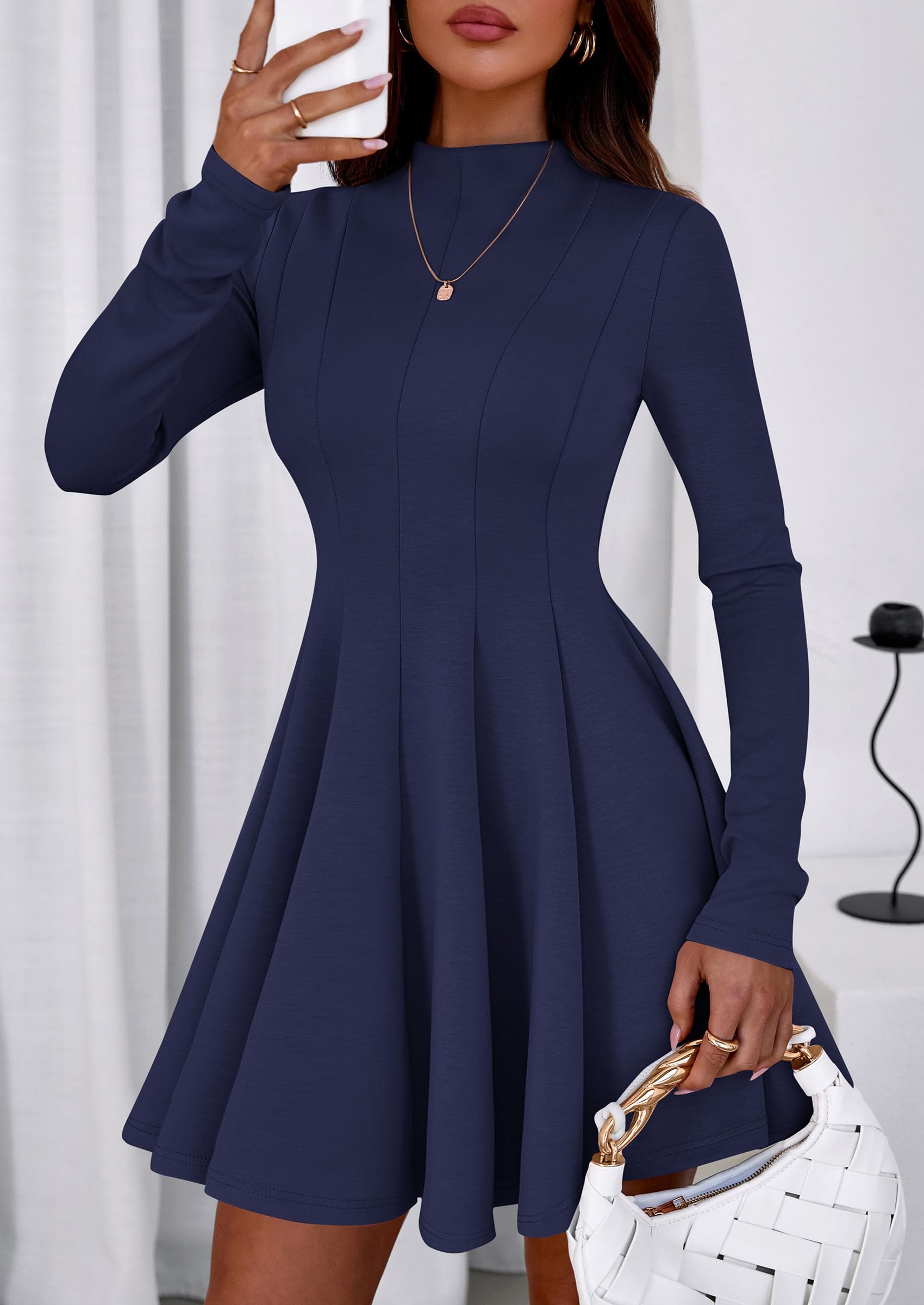 Fall Dresses for Women Long Sleeve Flowy Mini Homecoming Dress