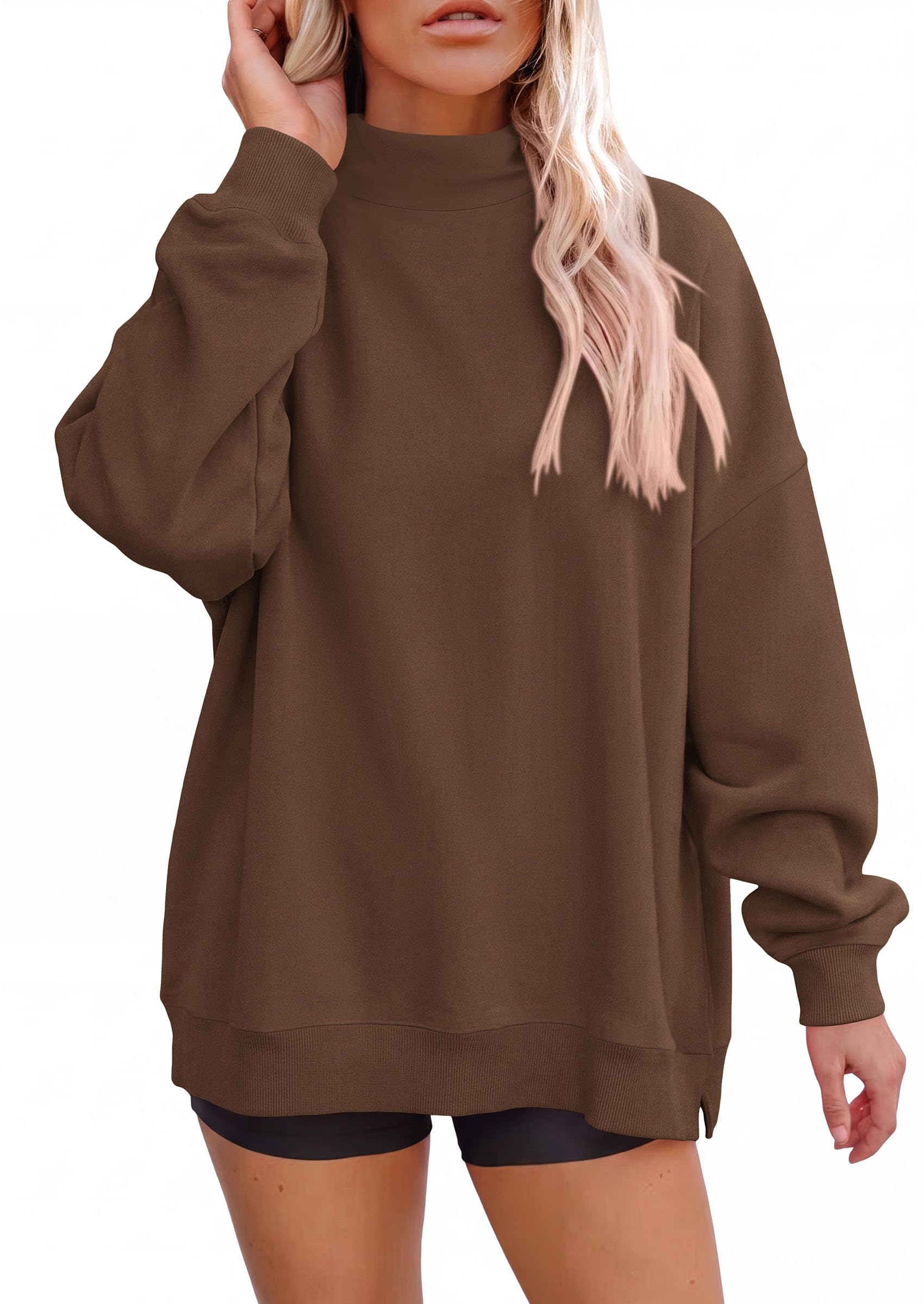 Womens Mock Neck Sweatshirt Oversized Pullover Fall Outfits