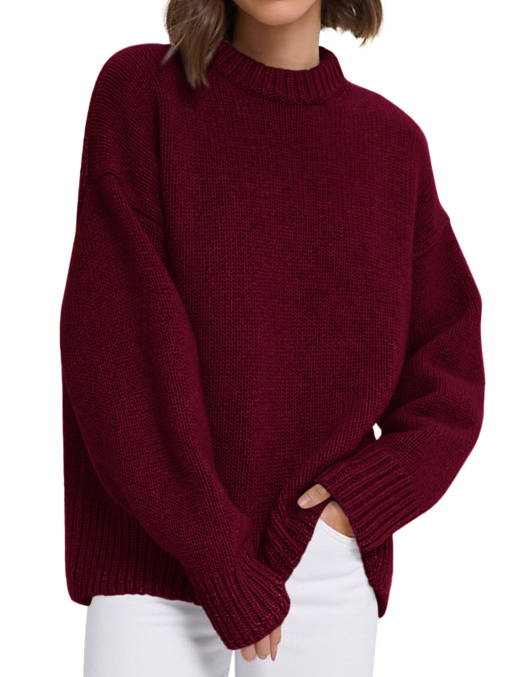 Casual Rollneck Sweater Womens Fall Fashion 2026 Wine Red,S