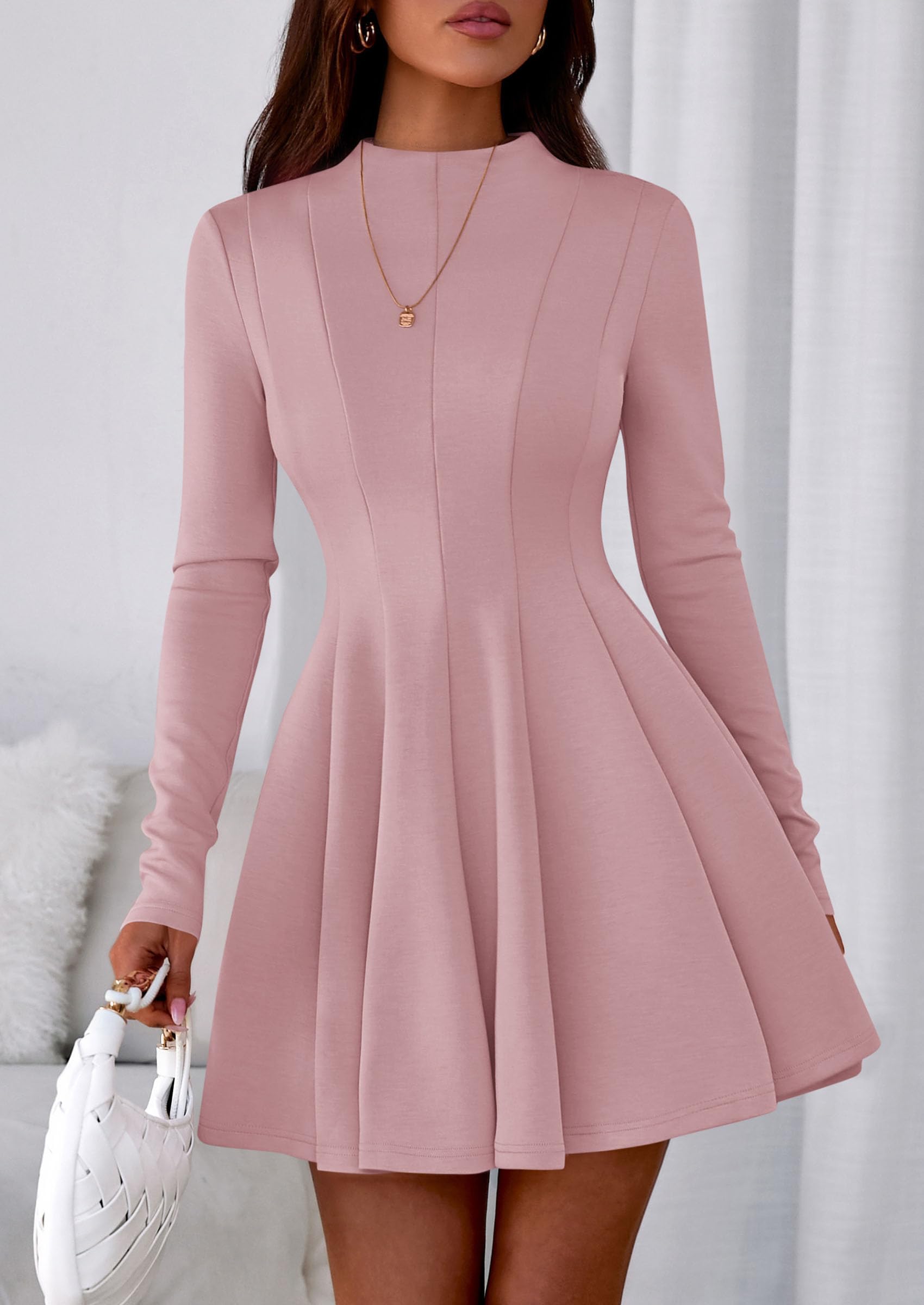 Fall Dresses for Women Long Sleeve Flowy Mini Homecoming Dress