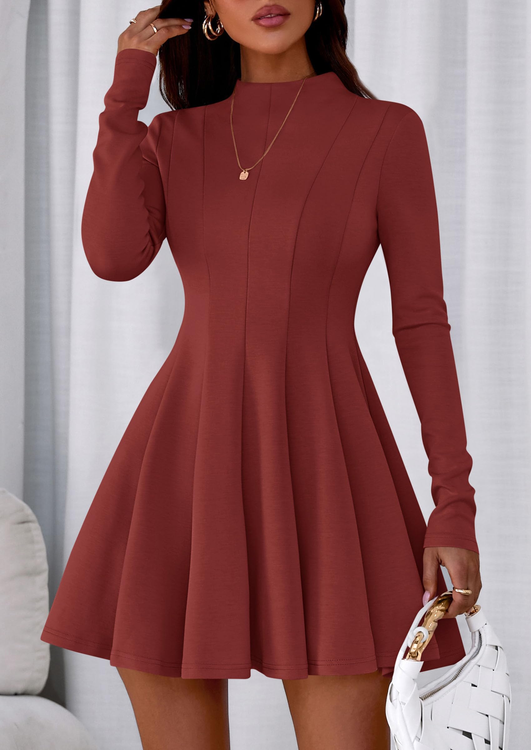 Fall Dresses for Women Long Sleeve Flowy Mini Homecoming Dress