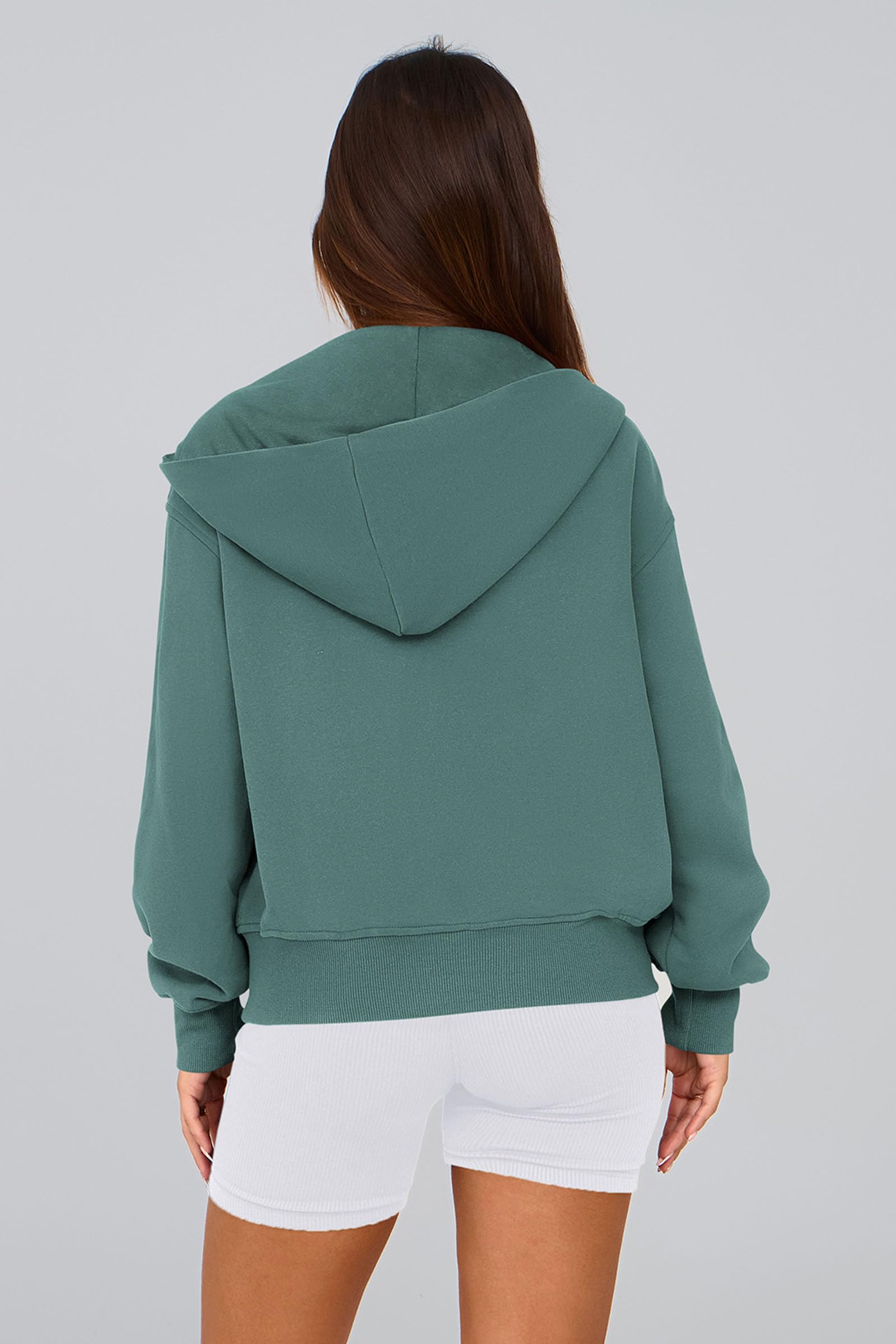 Hoodies for Women Fall Fashion Zip Up Fleece Plain Sweatshirt