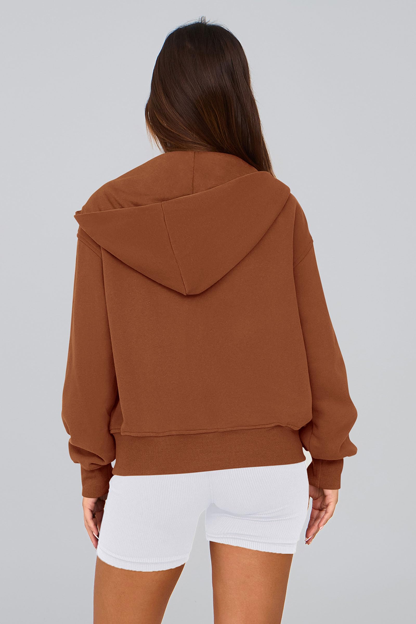 Hoodies for Women Fall Fashion Zip Up Fleece Plain Sweatshirt
