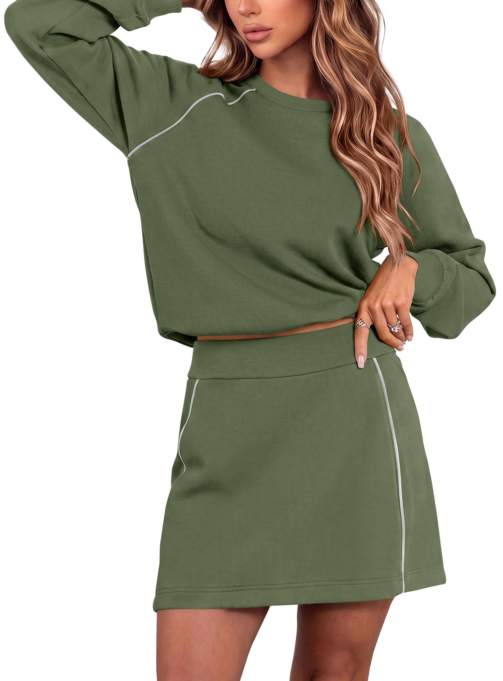 Women's Two Piece Airport Outfits Matching Skirt Sets
