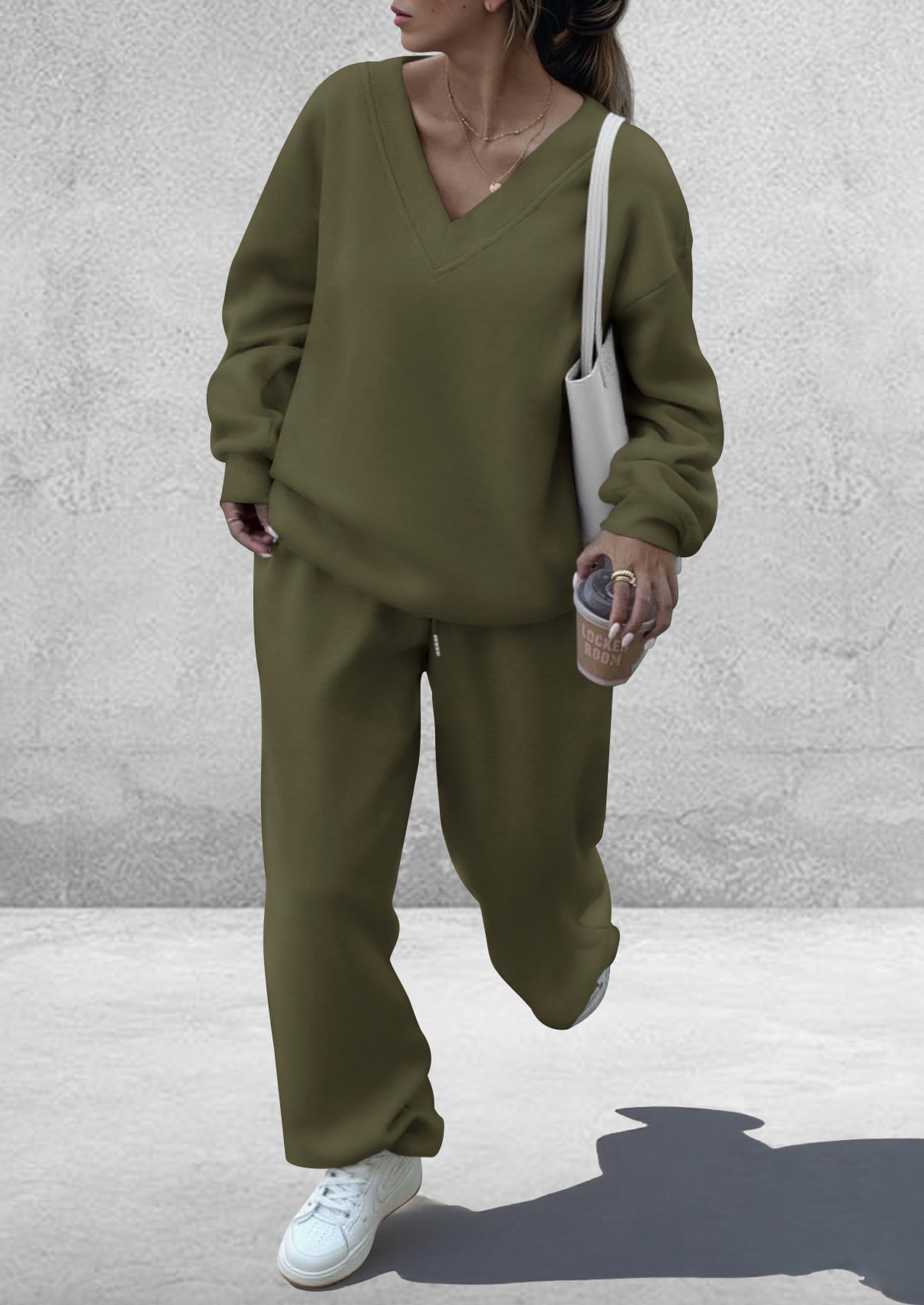 Womens 2 Piece Outfits Fall Sweatsuits,Army Green,S
