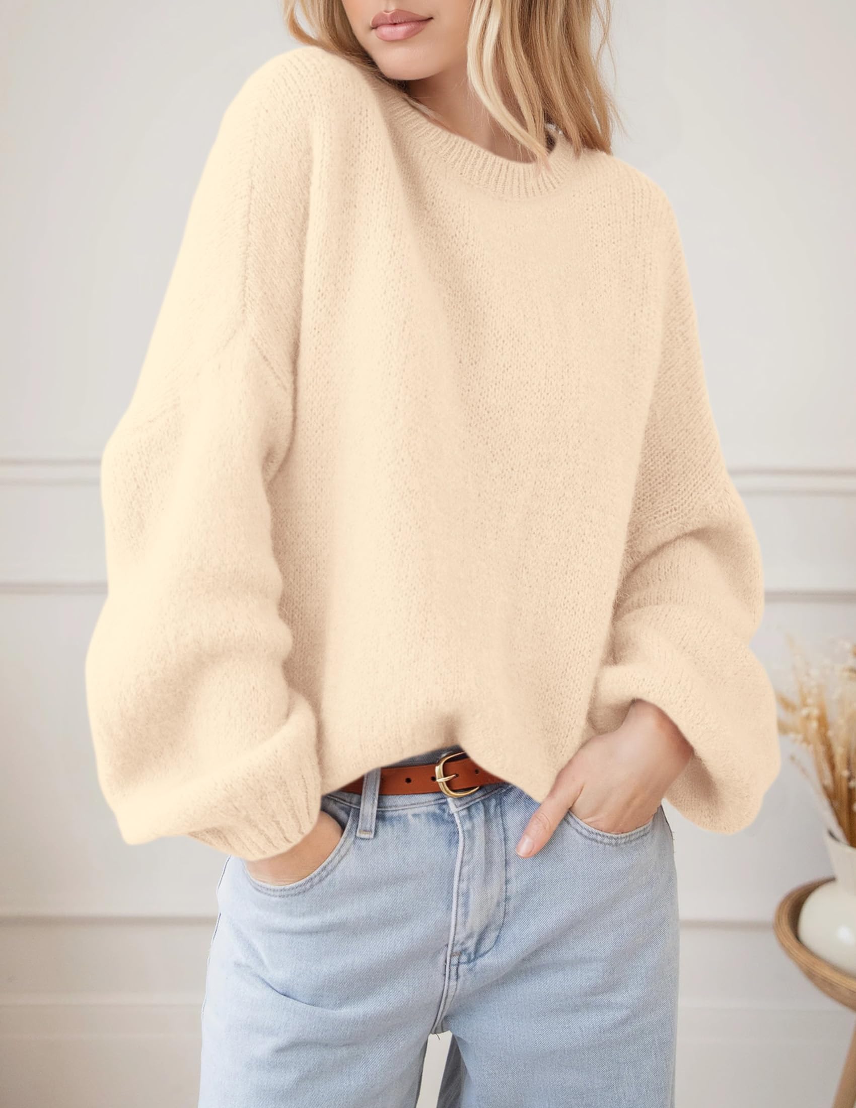 Women's Fall Oversized Holiday Sweaters (Apricot,S)