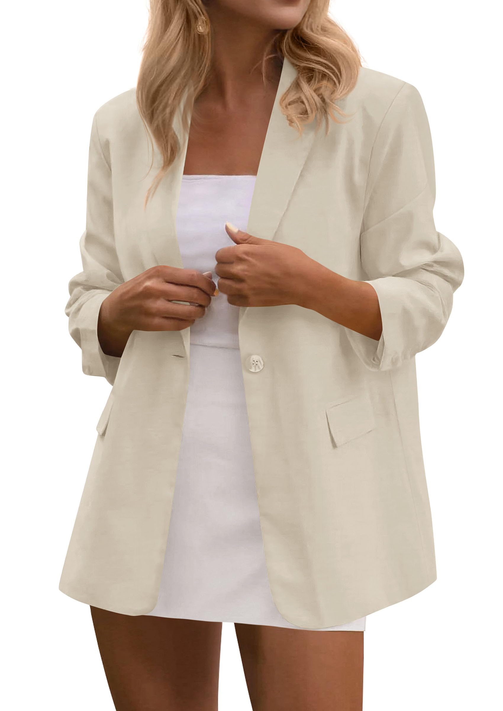 Blazers for Women Business Casual Outfits Beige,M
