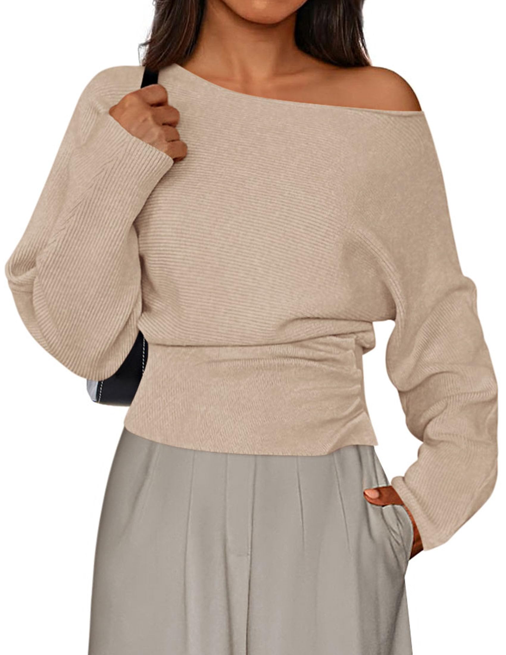 Women's Off the Shoulder Sweater Trendy Fall Going Out Tops