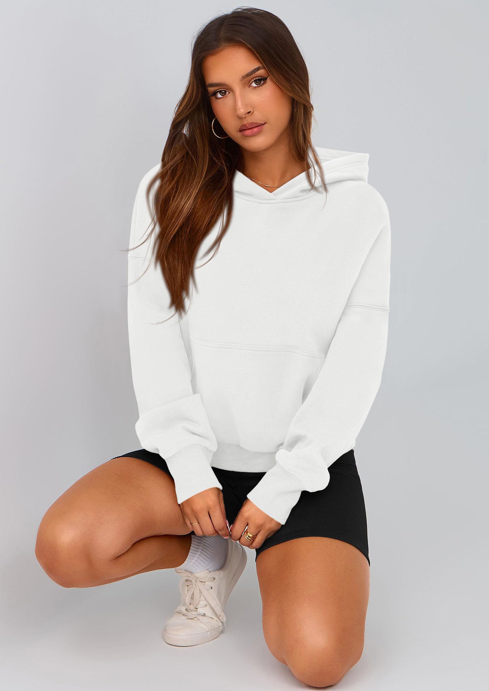Women's Fall Half Zip Cropped Hoodie Sweatshirt