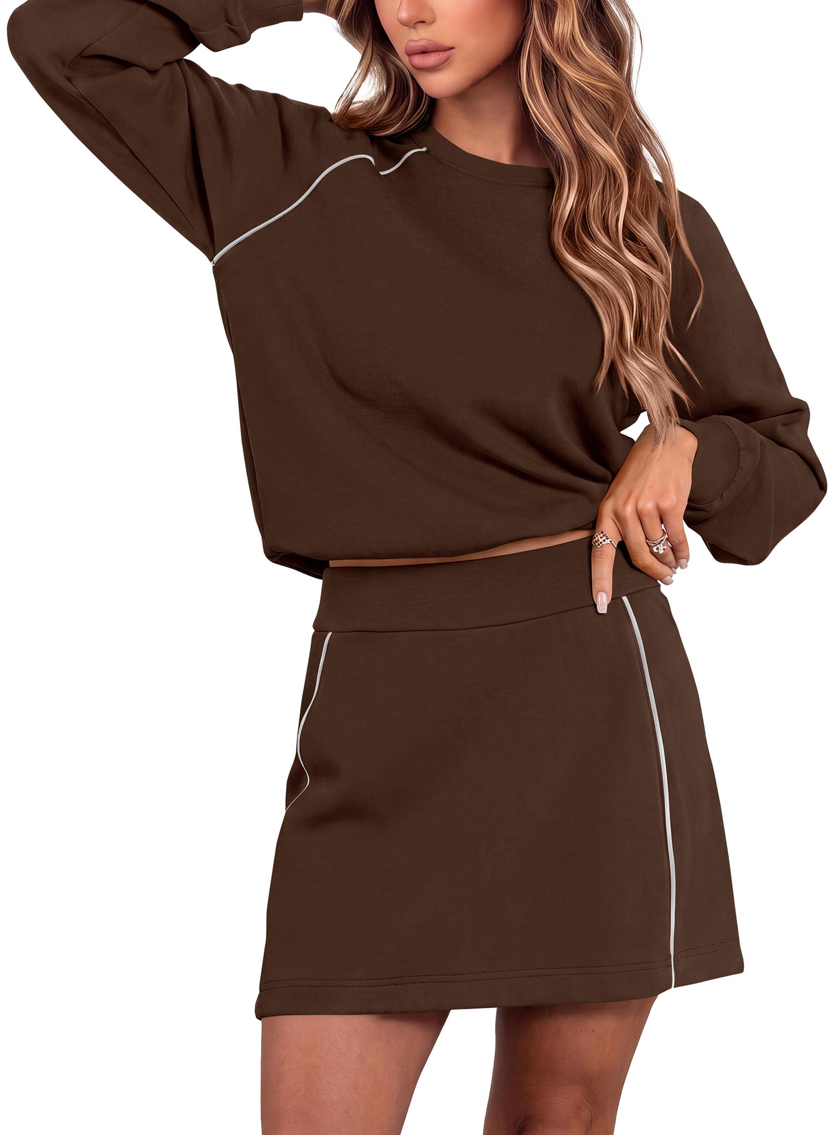 Women's Two Piece Airport Outfits Matching Skirt Sets