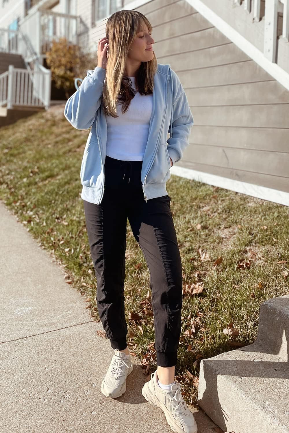 Women's Fall Zip Up Hoodies Sweatshirts Light Blue