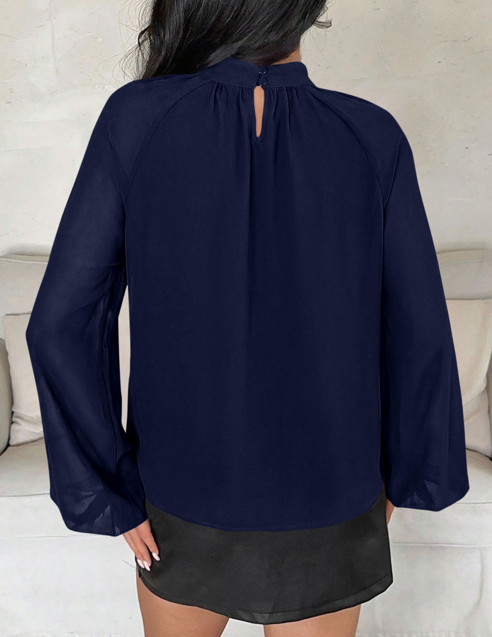 Chiffon Blouses for Women Dressy Casual Mock Neck Tops
