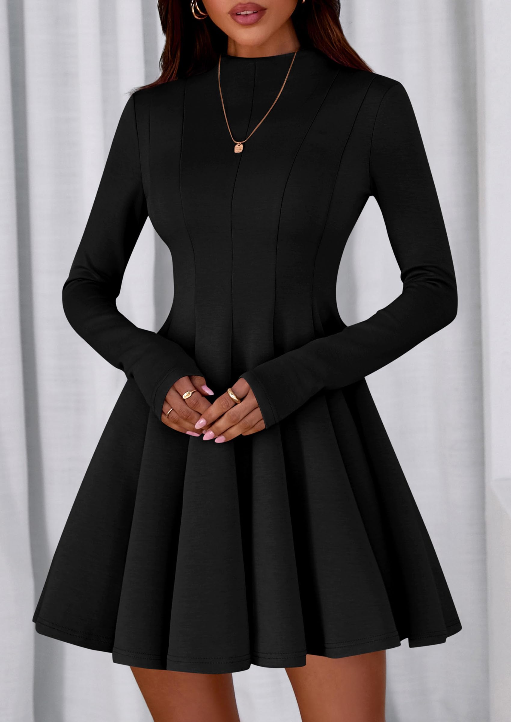 Fall Dresses for Women Long Sleeve Flowy Mini Homecoming Dress