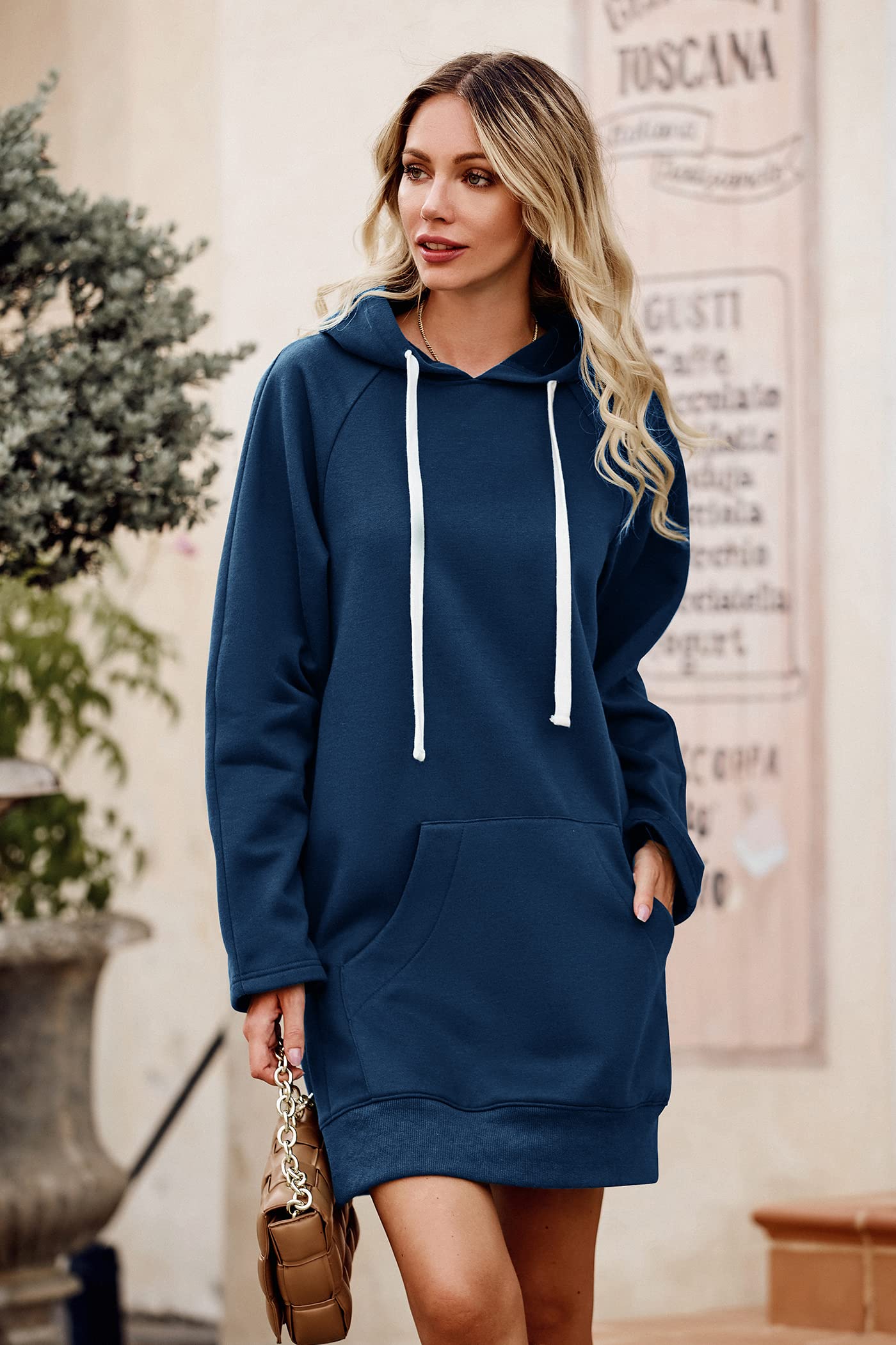 Sweatshirt for Women Fall Oversized Hoodie Dress,Blue,S