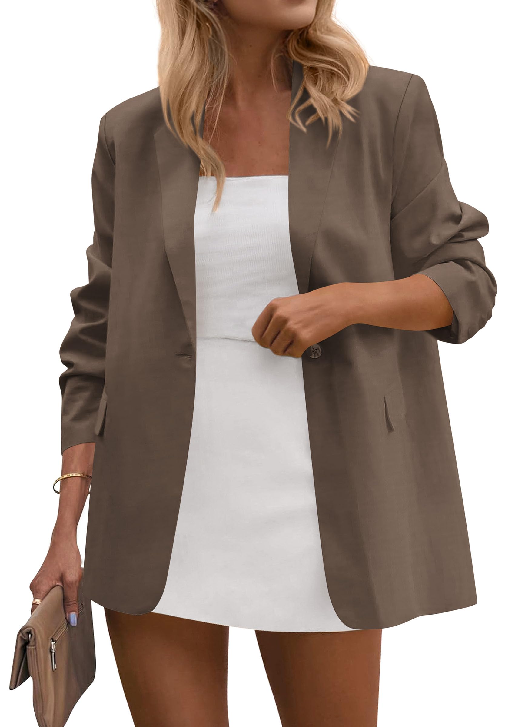 Blazers for Women Business Casual Outfits Dark Khaki,S