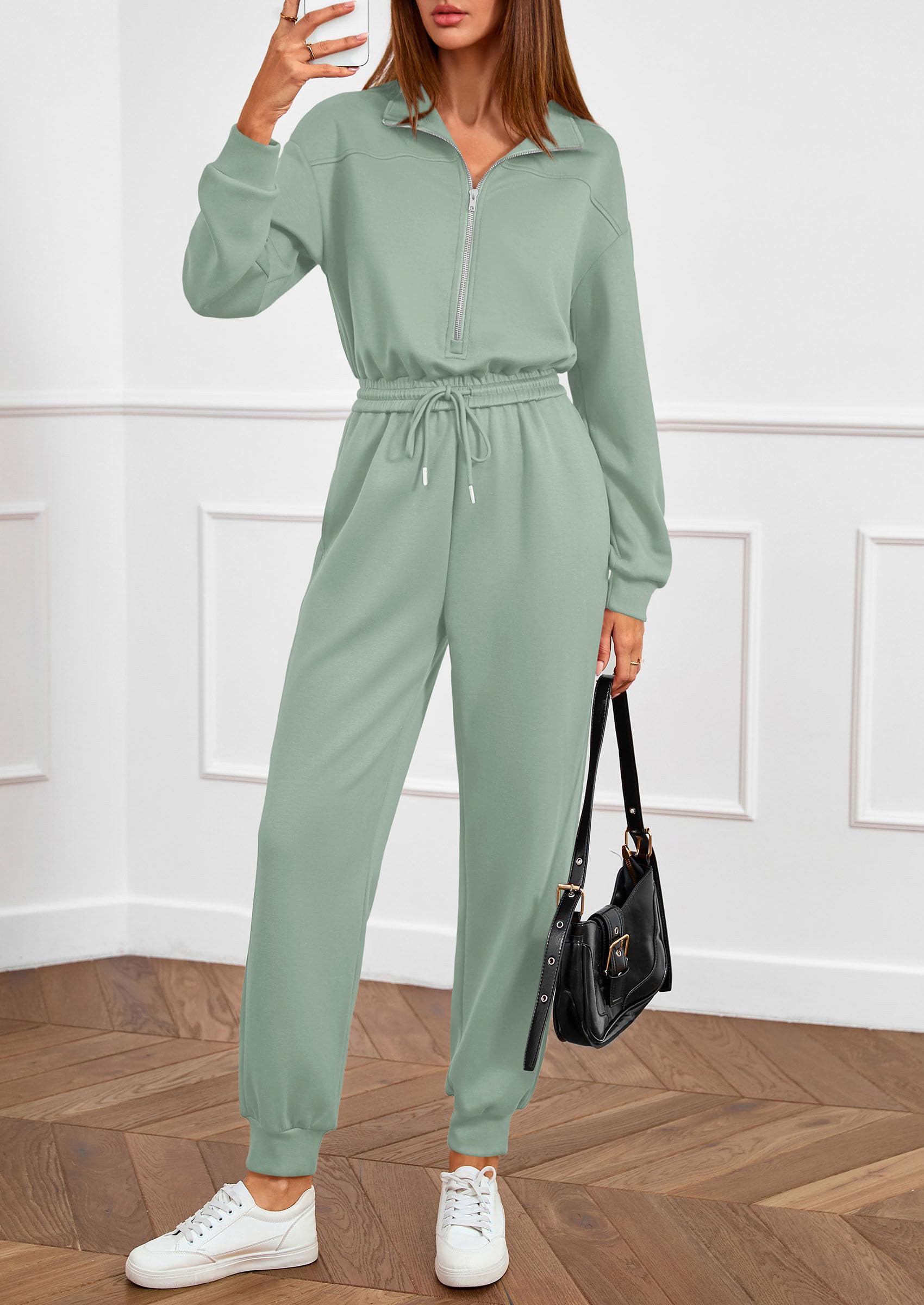 Long Sleeve Jumpsuits for Women Fall One Piece Travel Outfits