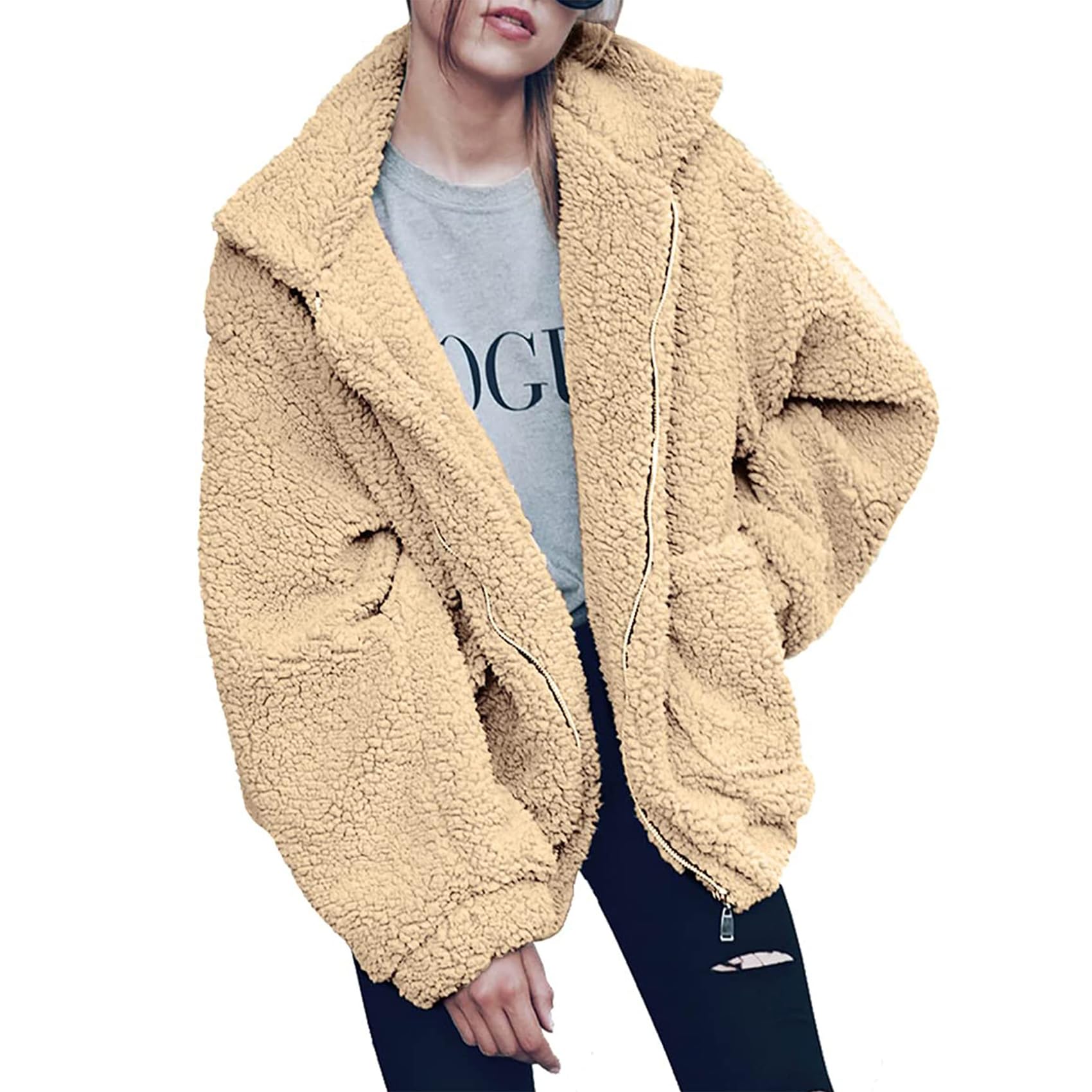 Oversized Sherpa Fleece Jacket Women's Winter Coats Outerwear