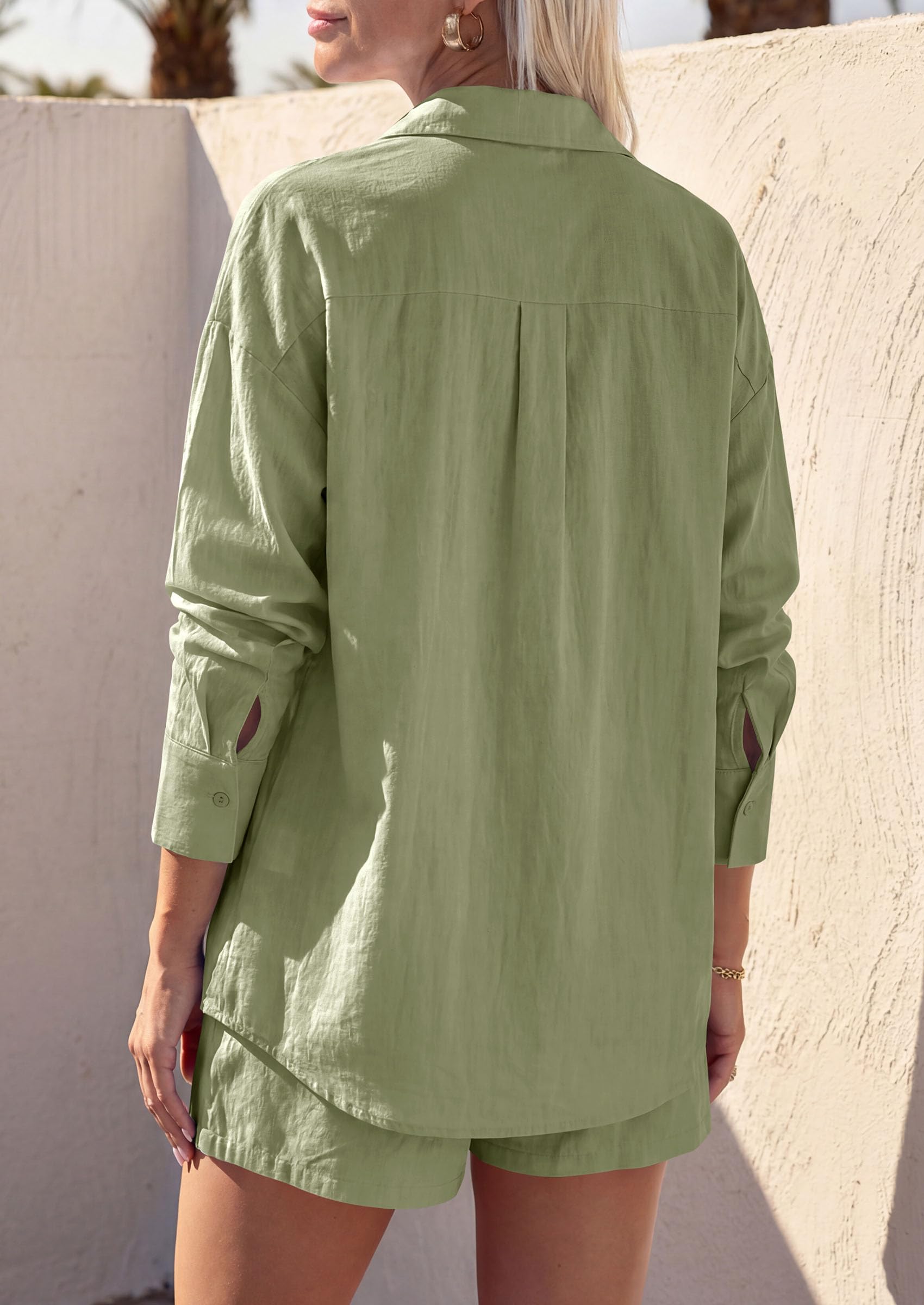 Women's Summer 2 Piece Outfits Lounge Sets (Army Green,S)