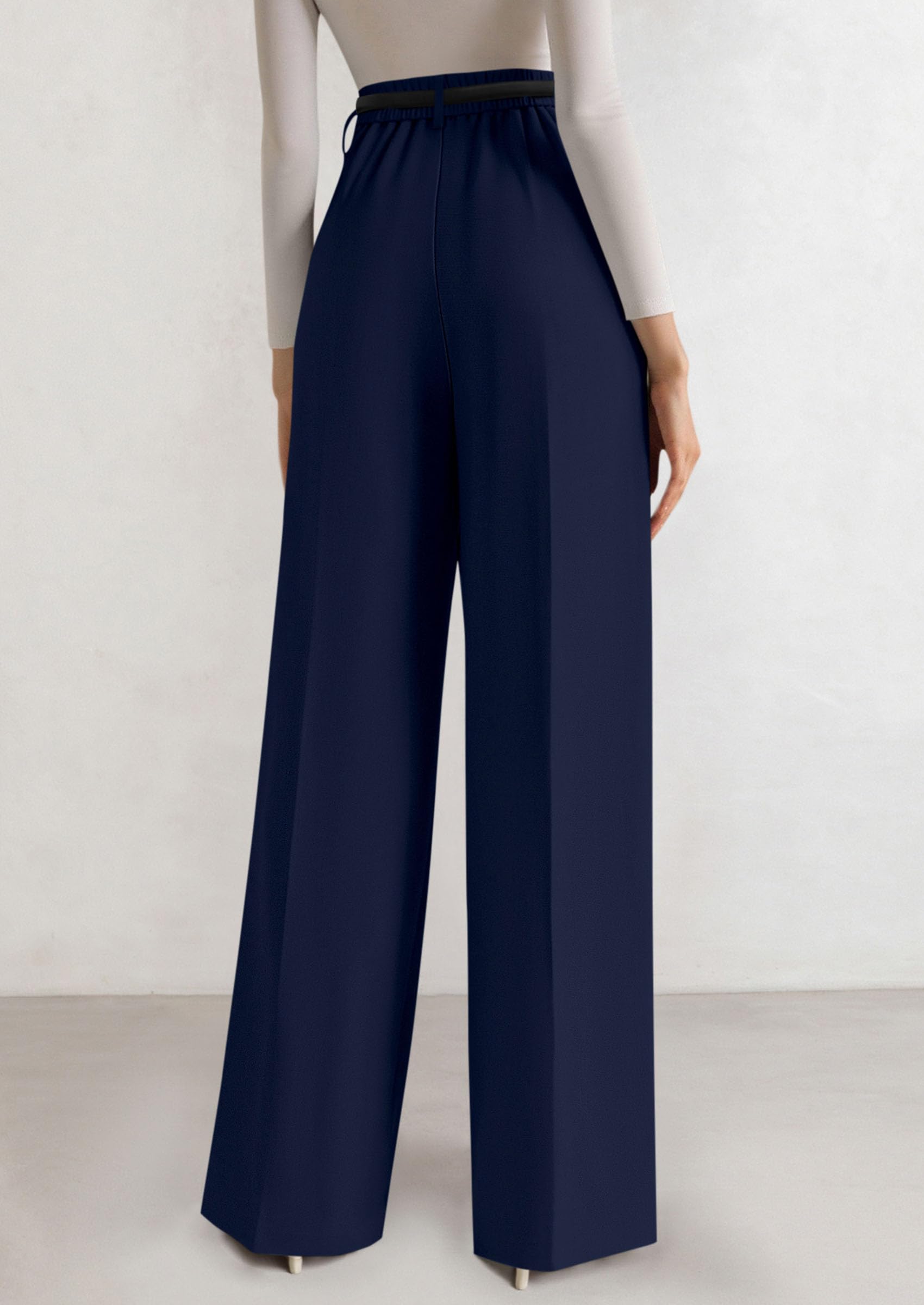 Women's Tailored Wide Leg Work Dress Pants,Navy,XS