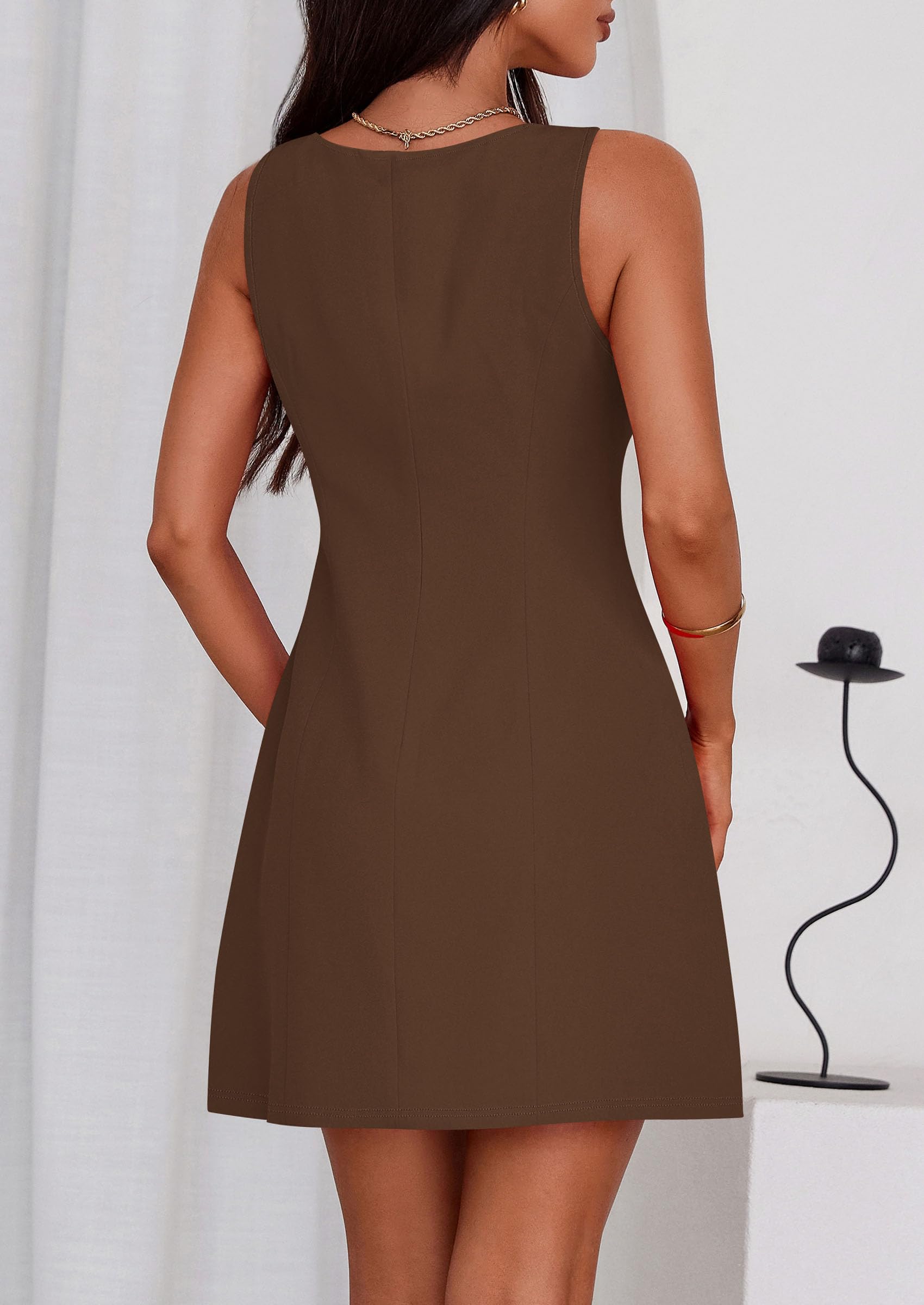 Women's Formal Short Dresses A Line Mini Dress,Brown,XS