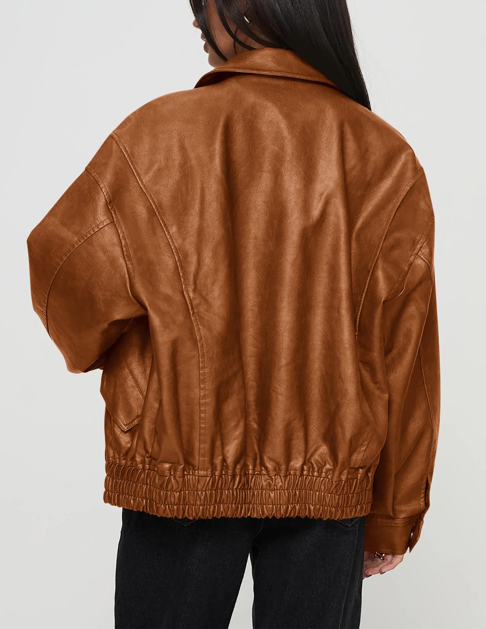 Women's Faux Leather Motorcycle Jackets(Brown,X-Small)