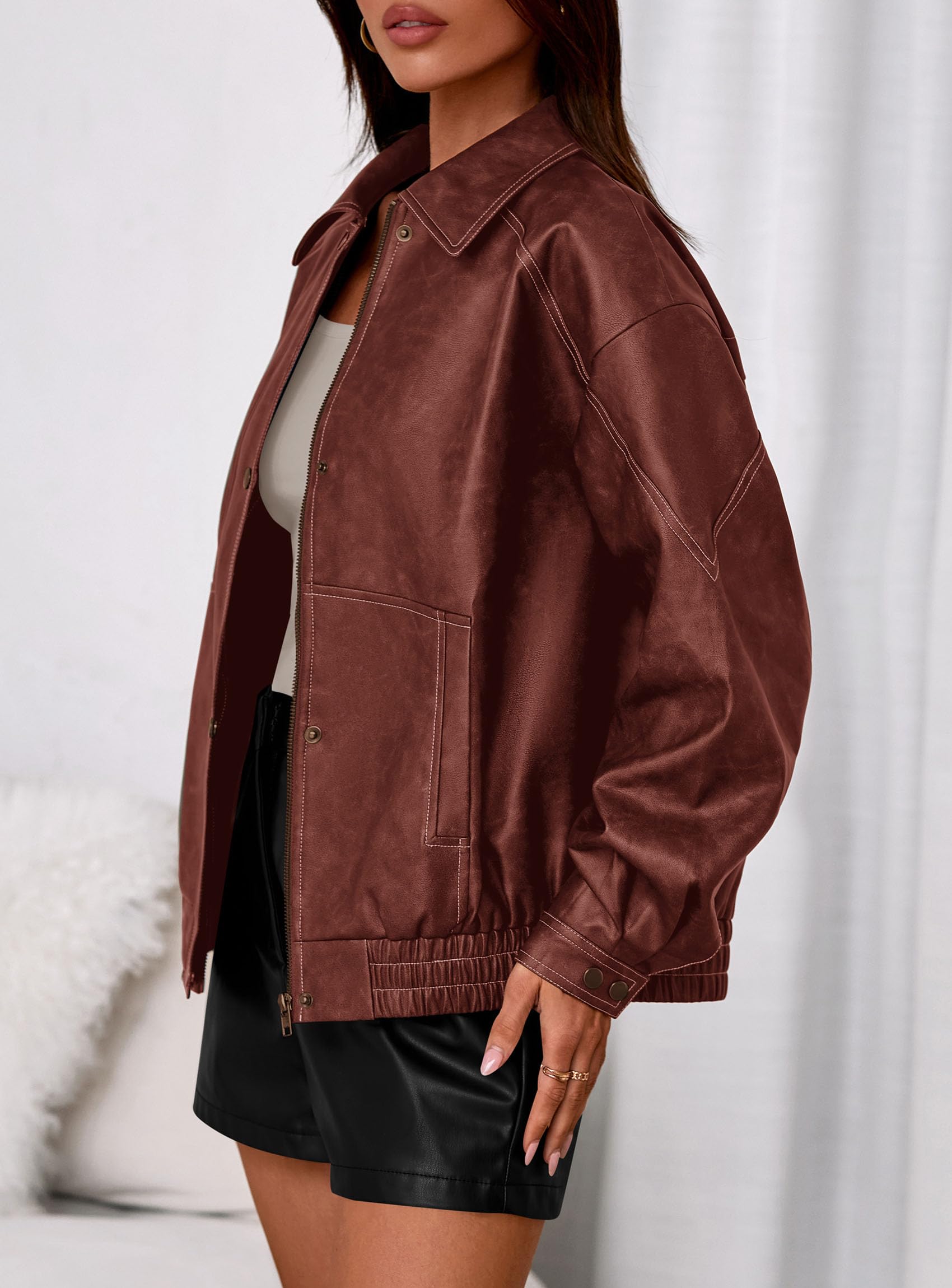 Womens Oversized Faux Leather Jacket Fall Winter Outfits