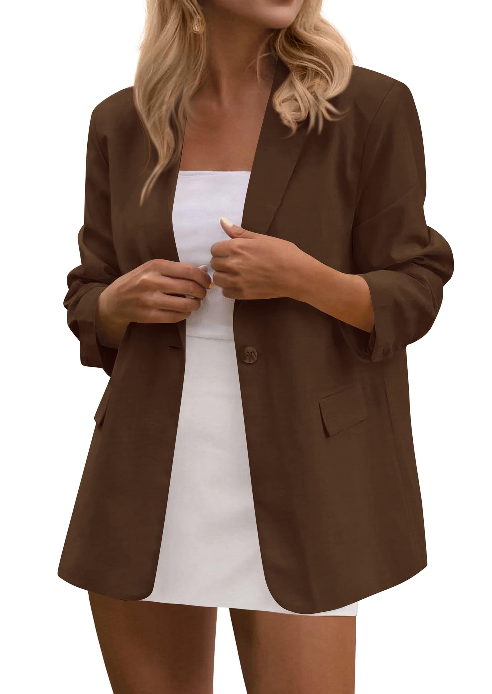 Blazers for Women Business Casual Outfits Brown,S