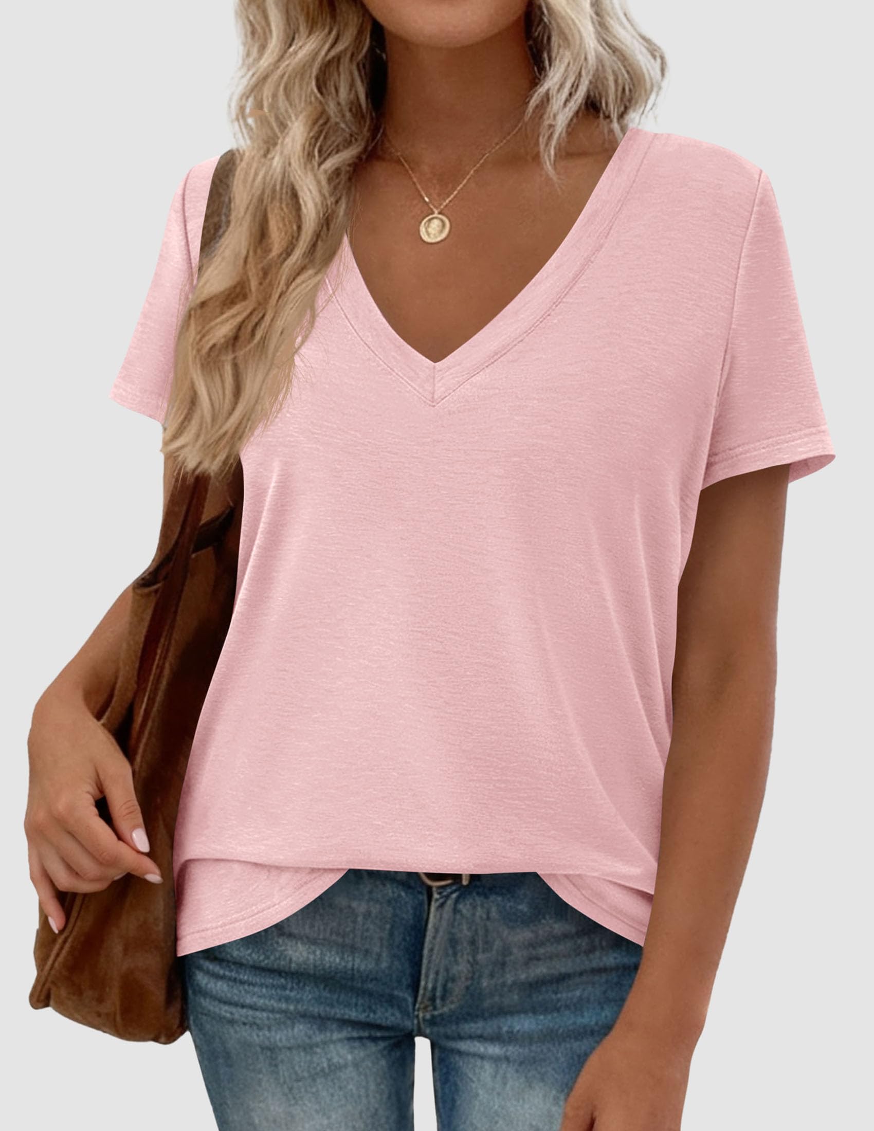 Womens Tops Short Sleeve Oversized Tshirts, Pink,S