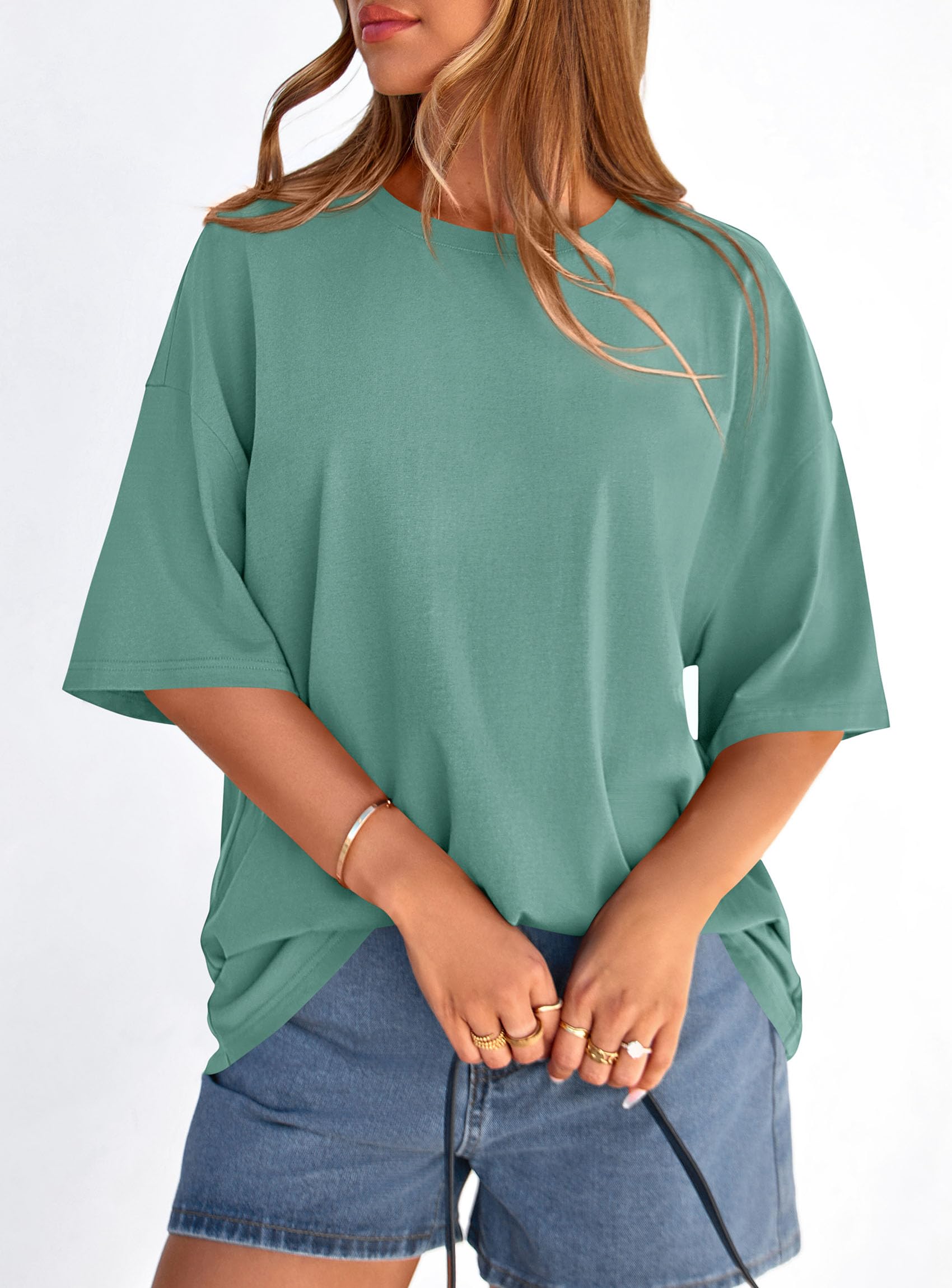Women's Oversized Tshirts Going Out Tops (Light Green,S)