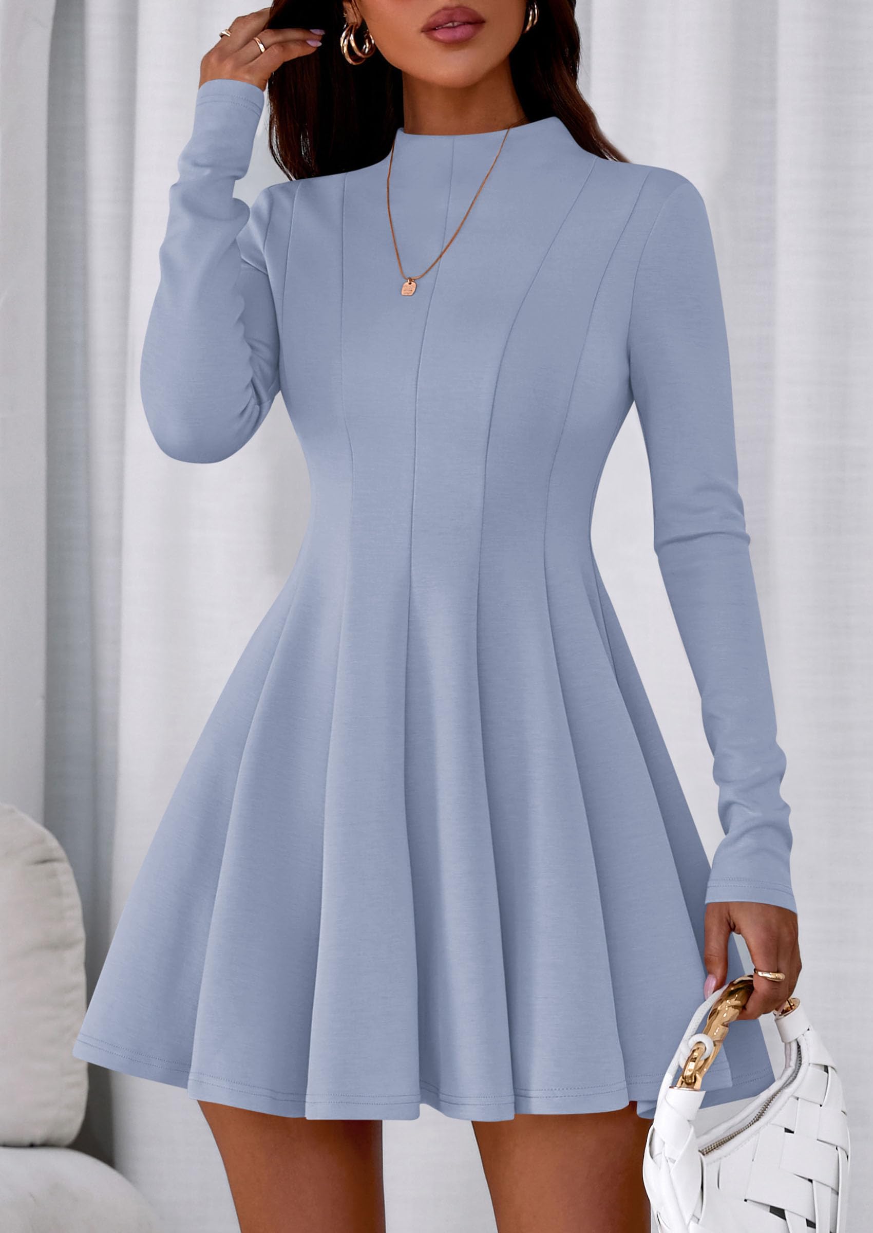 Fall Dresses for Women Long Sleeve Flowy Mini Homecoming Dress