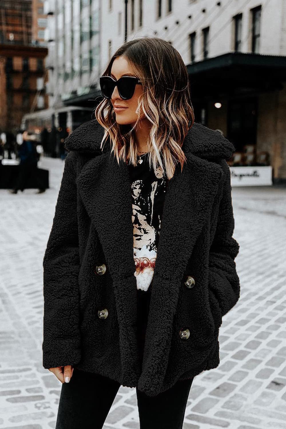 Oversized Sherpa Fleece Jacket Women's Winter Coats Outerwear