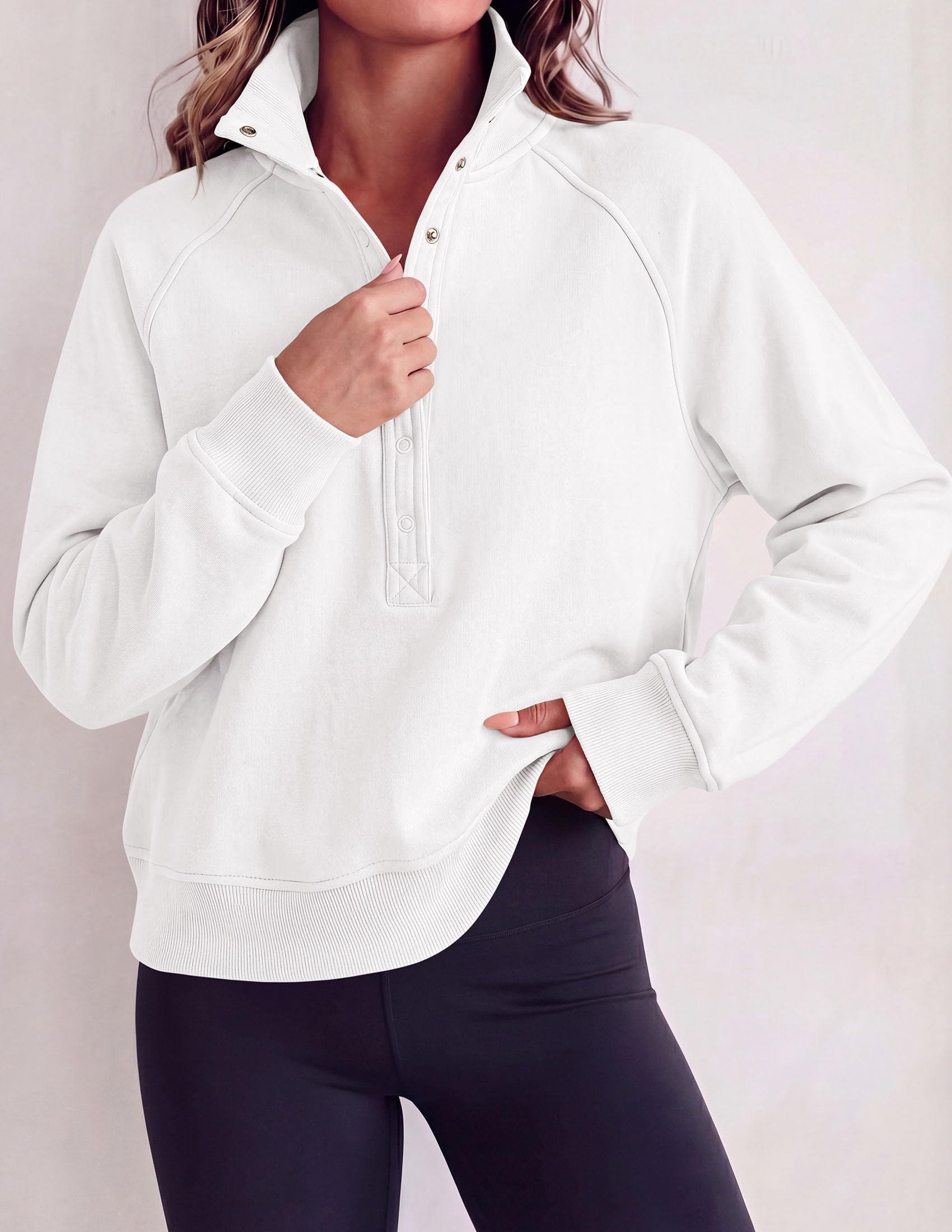 Women's Fall Oversized Sweatshirts Mock Neck Henley Pullover